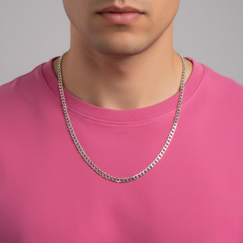 Silver Rolo Link Chain For Him