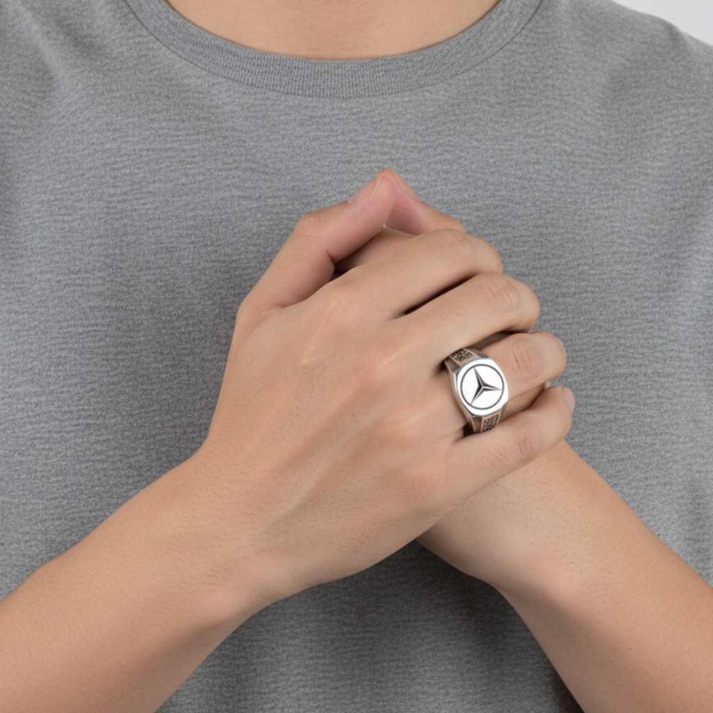 Tri Point Star Silver Ring For Him