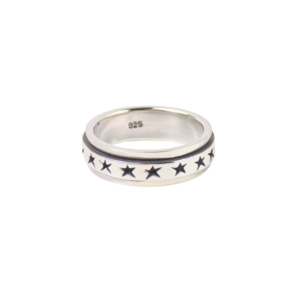Silver Rise Star Spinner Ring For Him