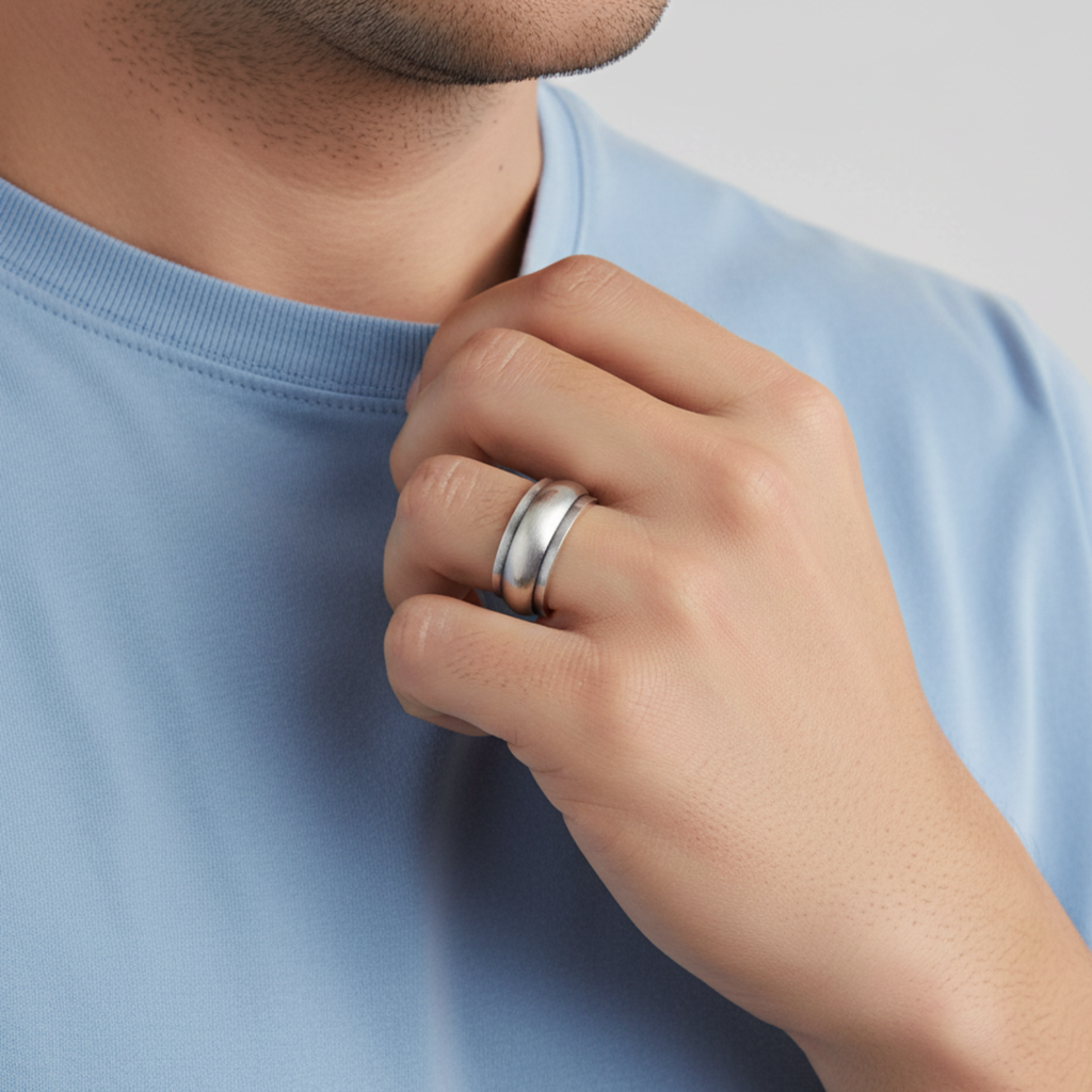 Silver Classic Spinner Ring For Him