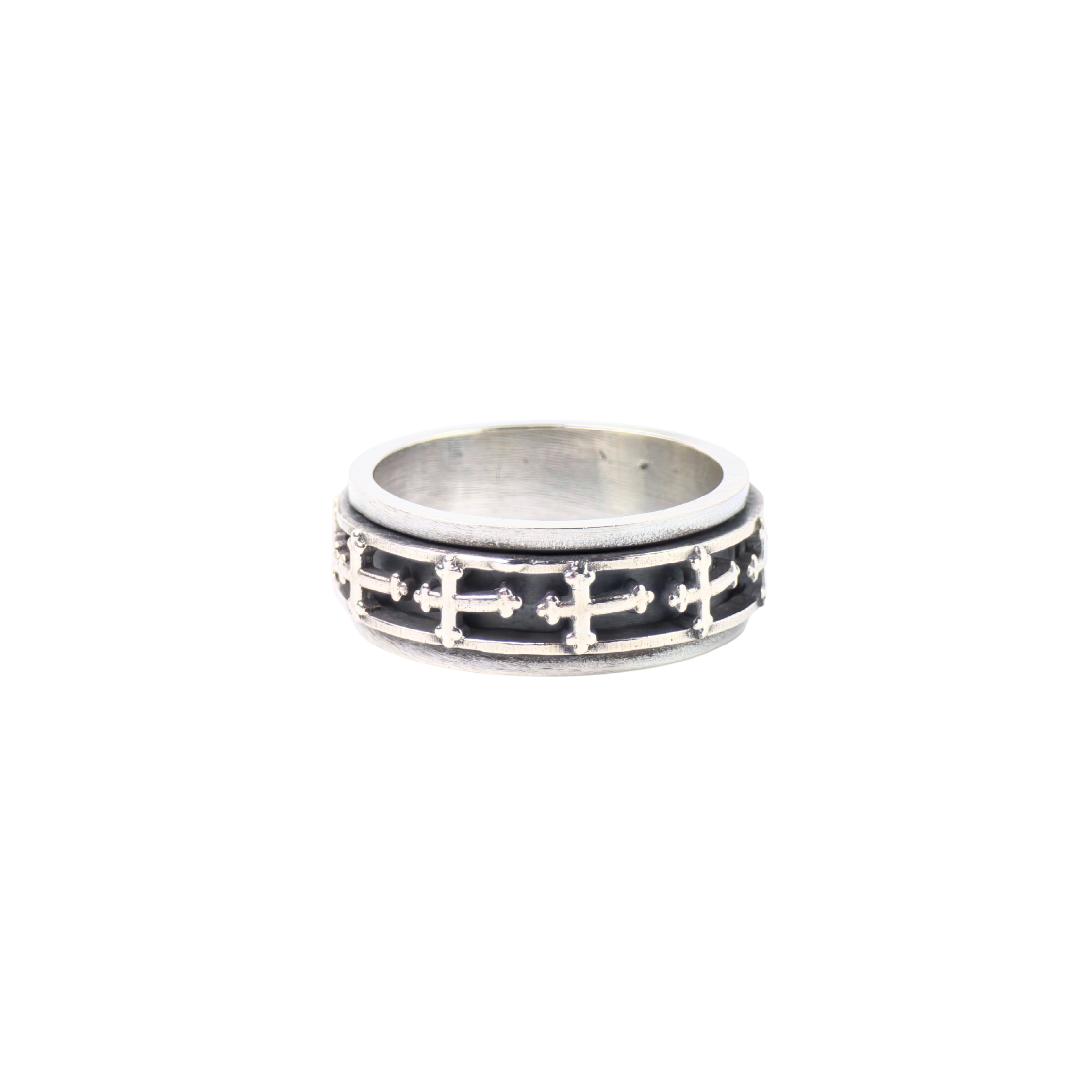 Silver Cross Spinner Ring For Him