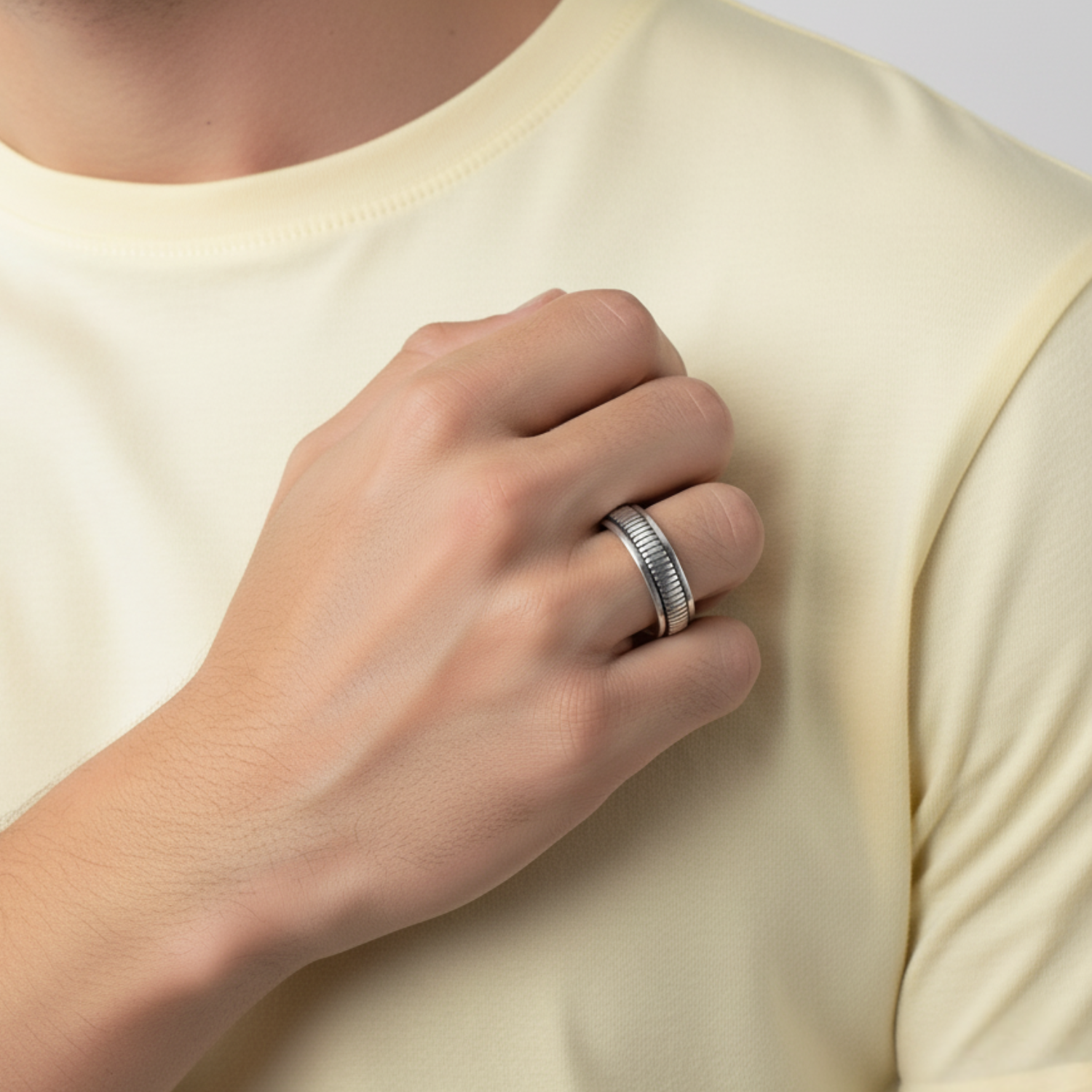 Shadow Spinner Silver Ring For Him