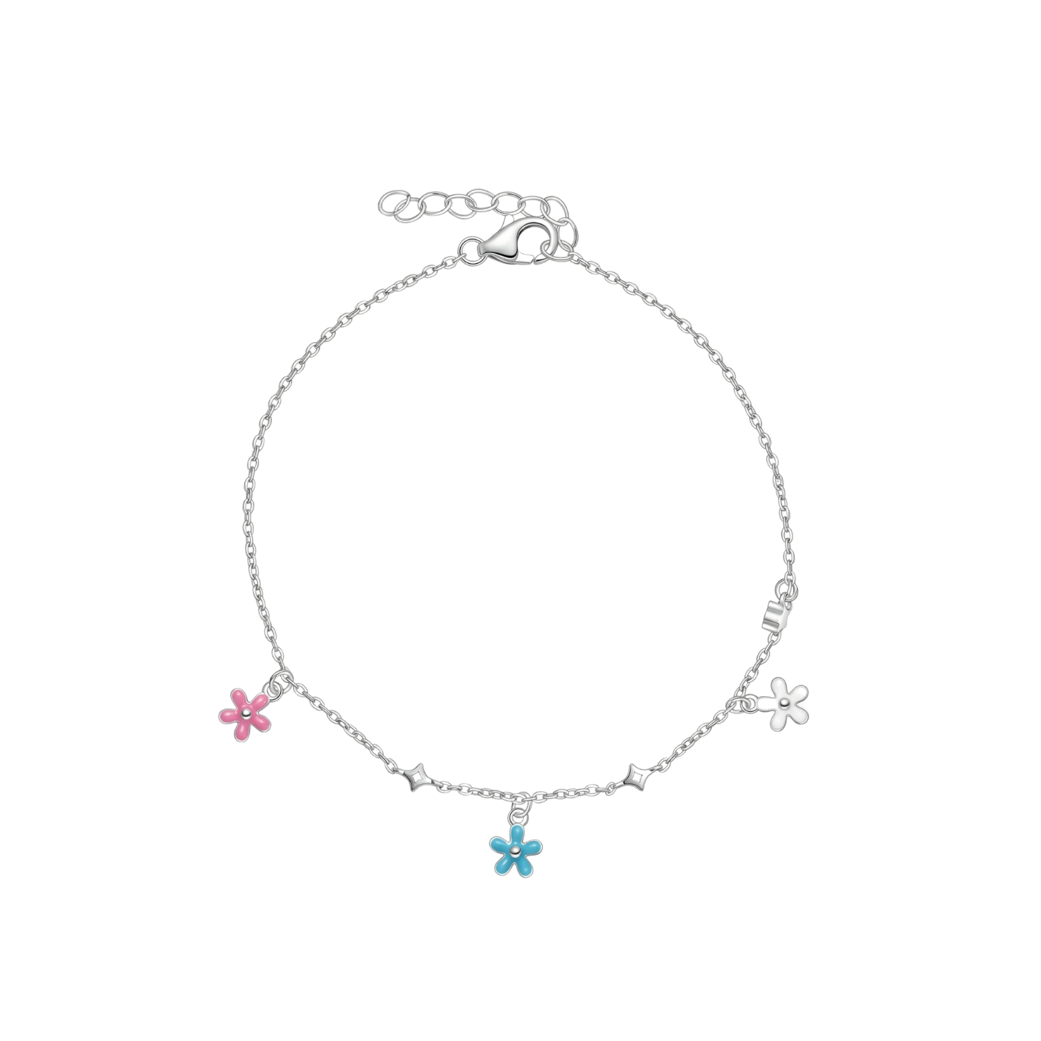 Silver Floral Charm Bracelet