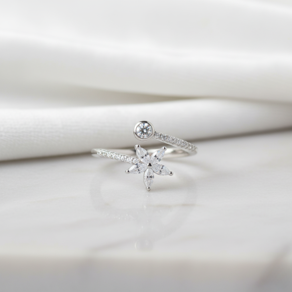 Floral Diamond Accent Ring
