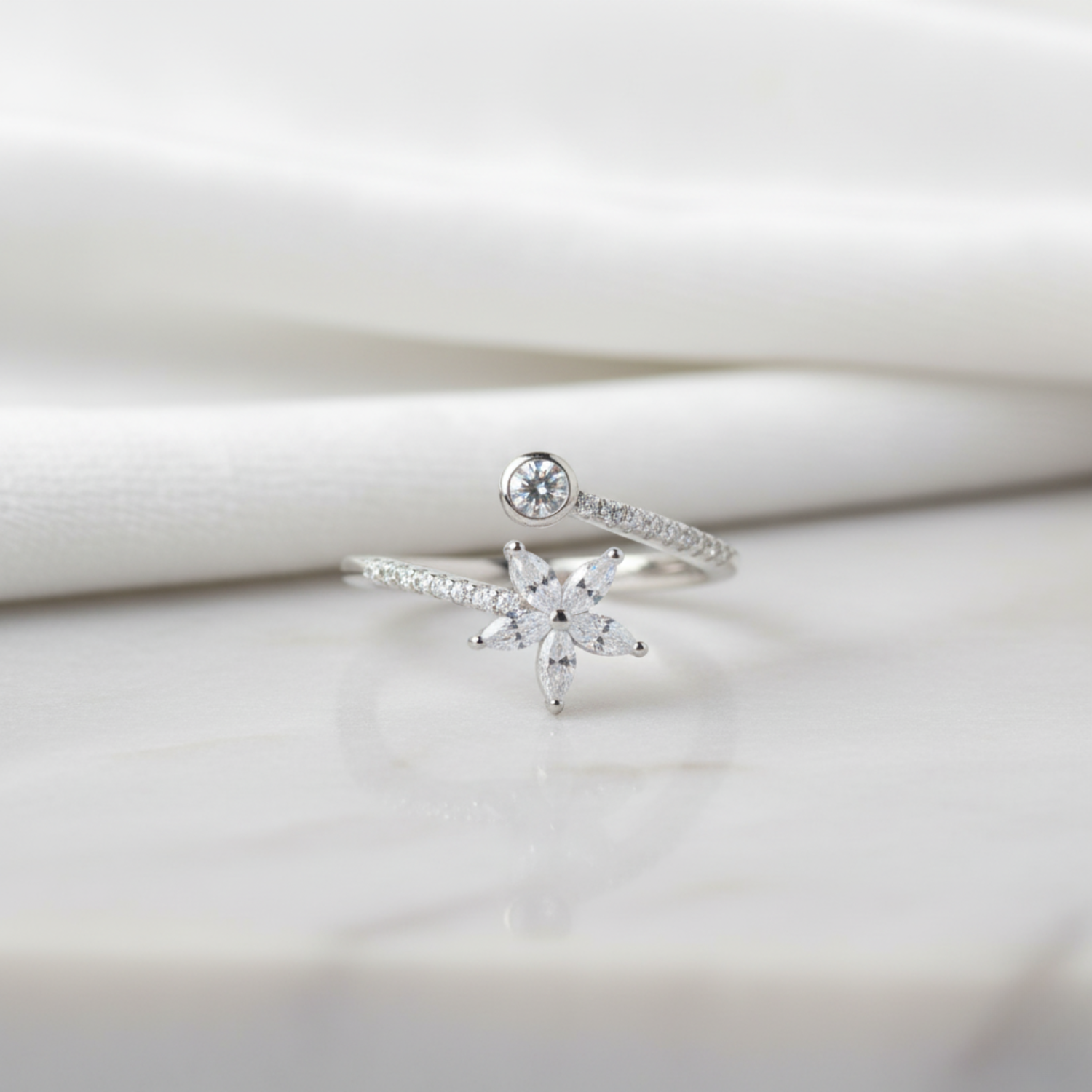 Floral Diamond Accent Ring