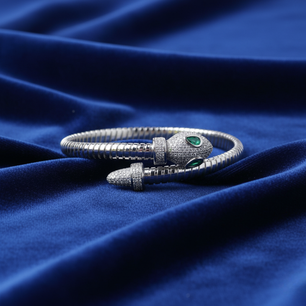 Silver Serpent Cuff Bracelet