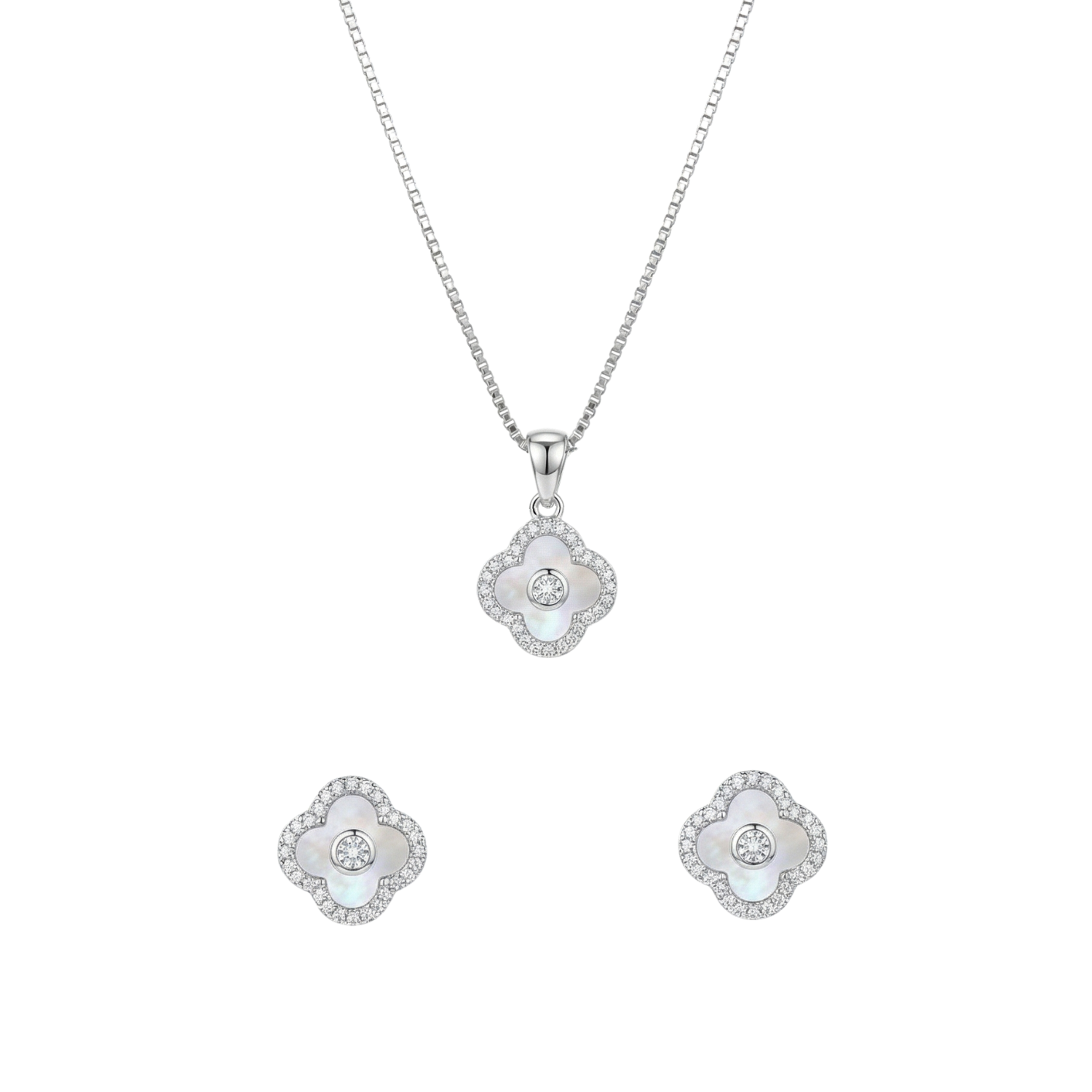 Shimmering Clover Pendant Set