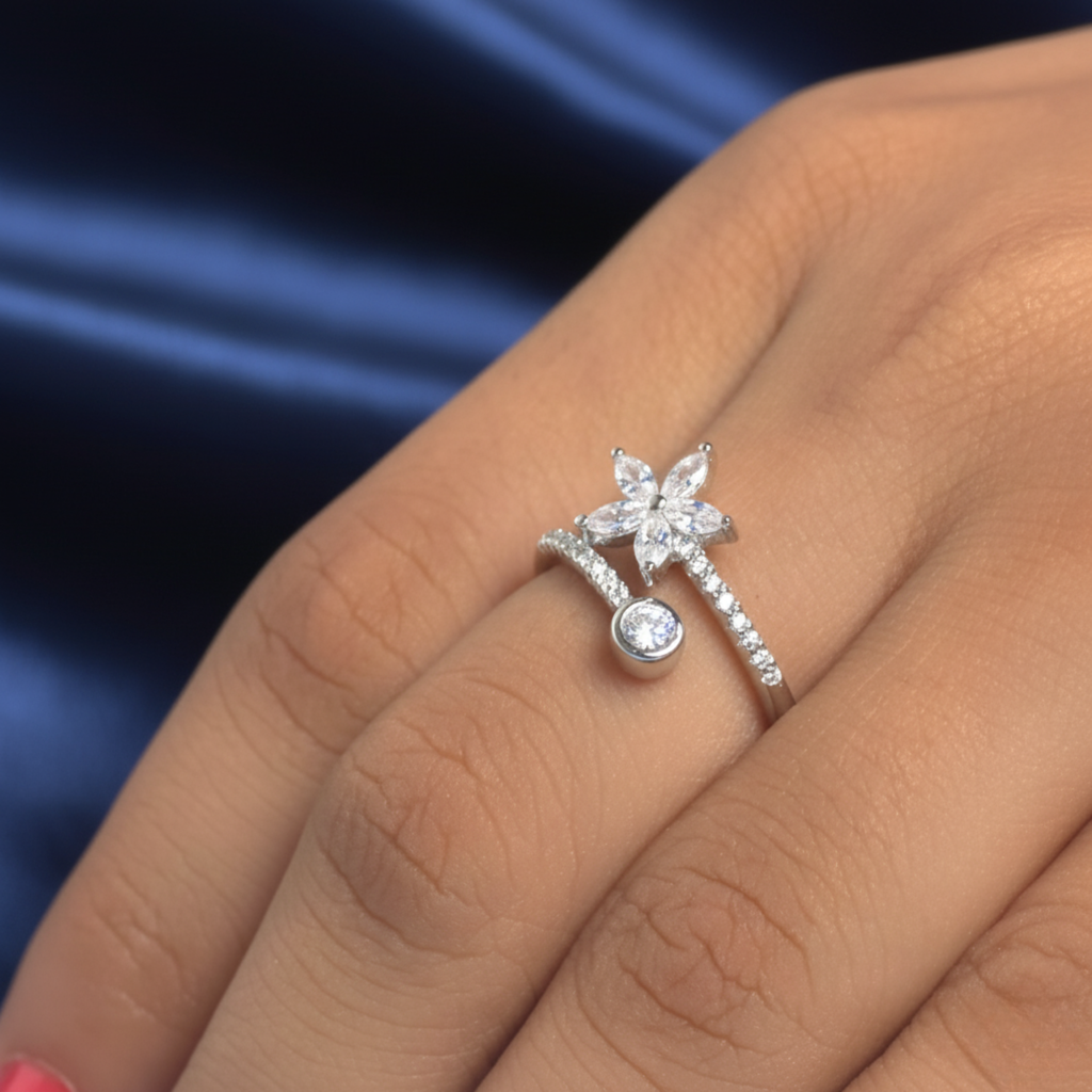 Floral Diamond Accent Ring