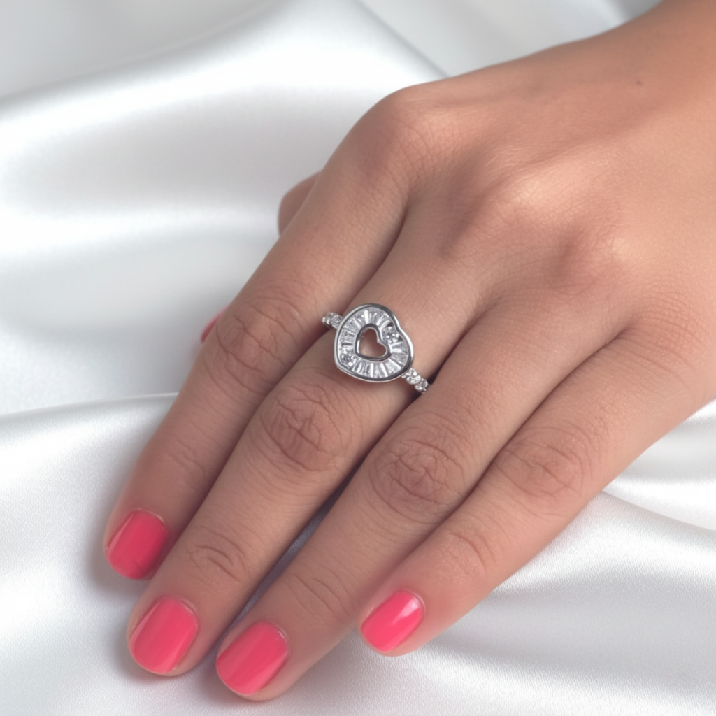 Silver Open Heart Ring