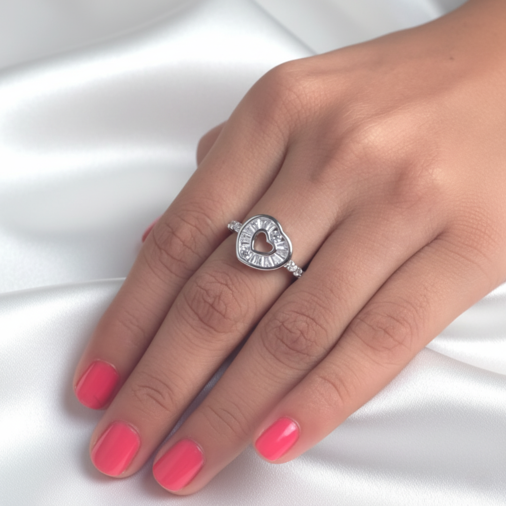 Silver Open Heart Ring