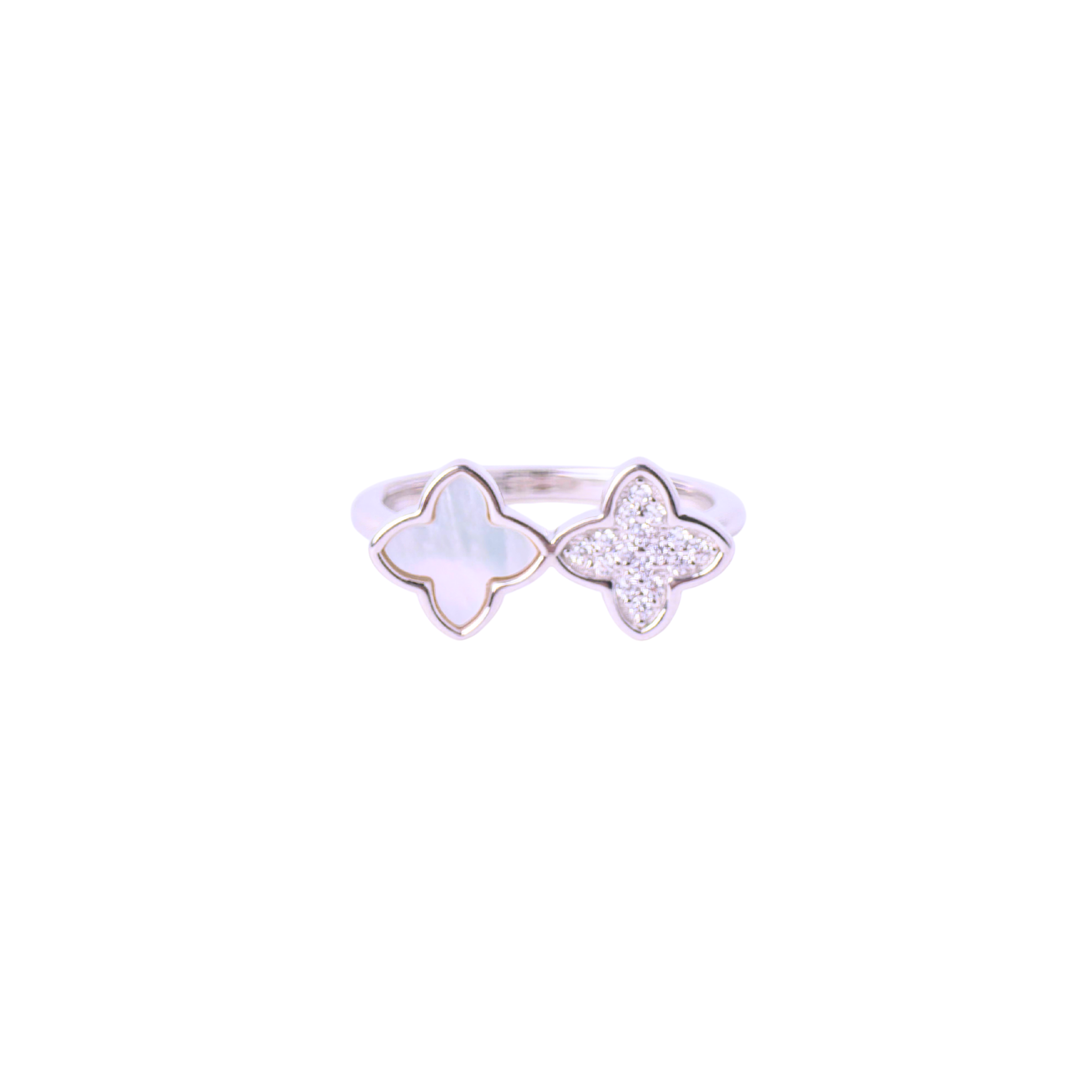 Double Clover Silver Ring