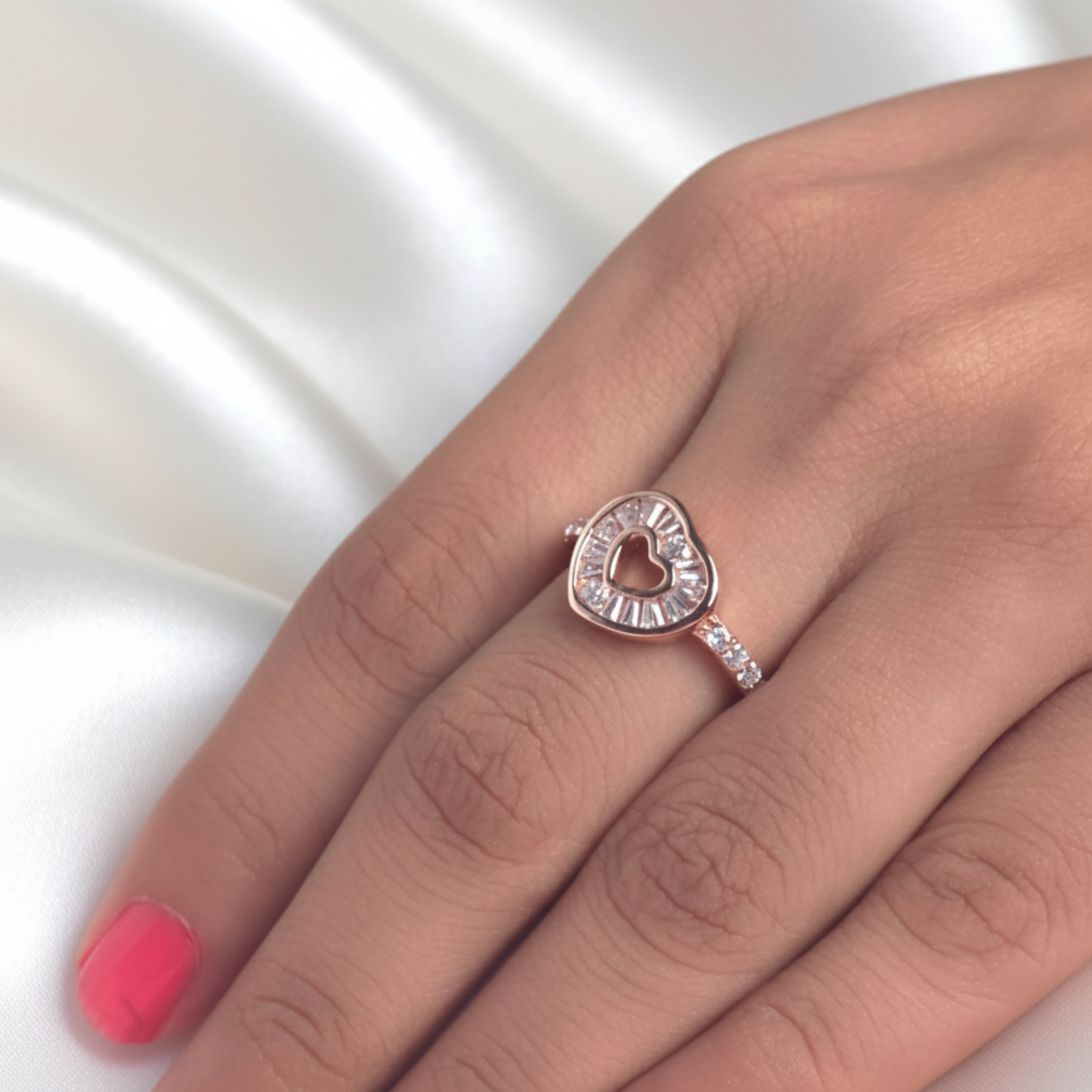 Rose Gold Open Heart Ring