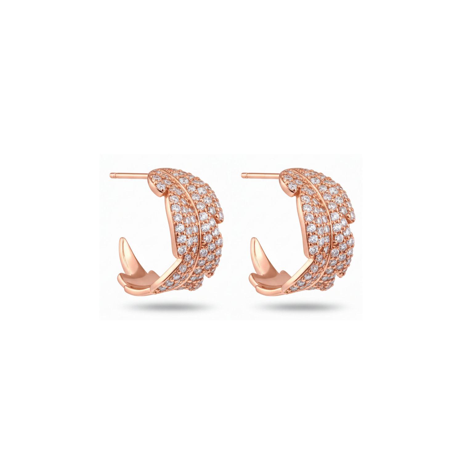 Rose Gold Pave Hoop Earrings