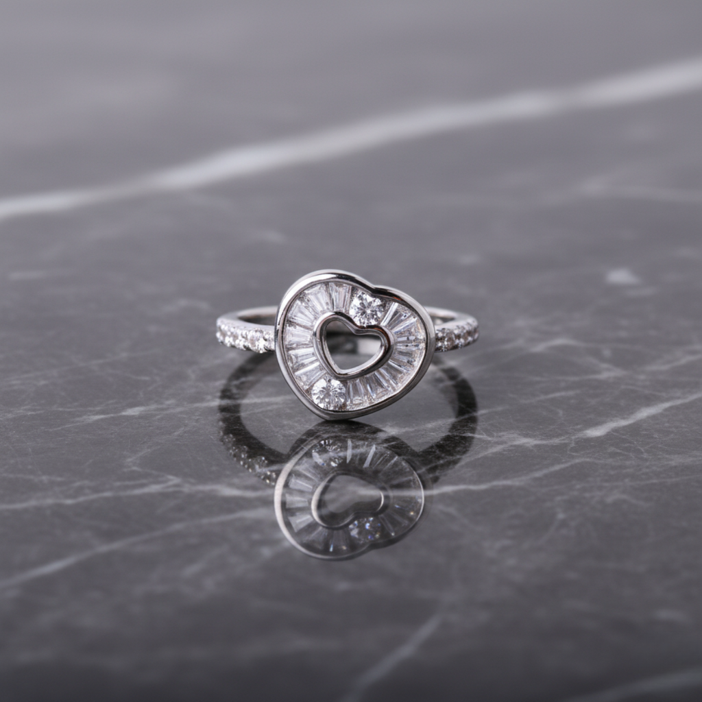 Silver Open Heart Ring