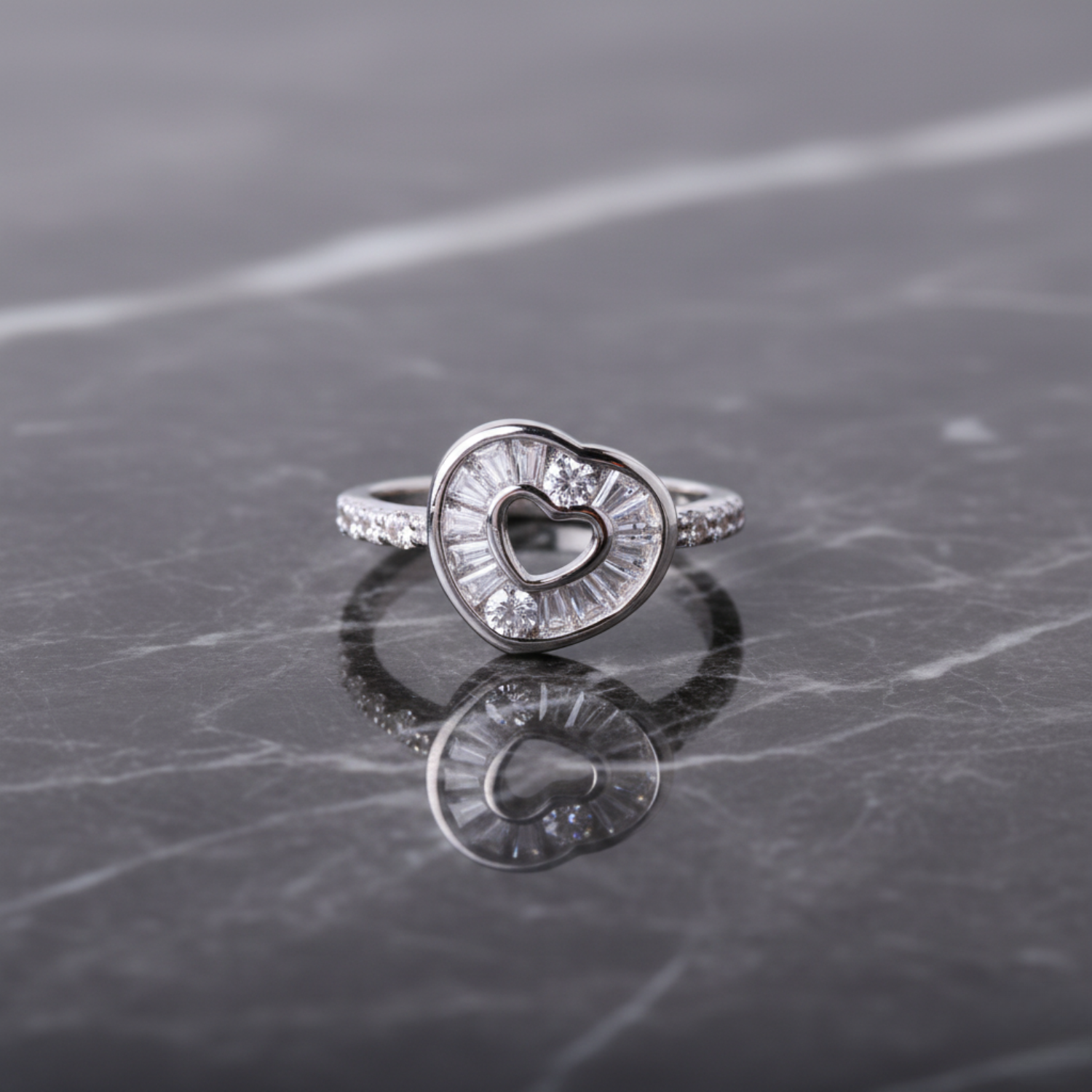 Silver Open Heart Ring