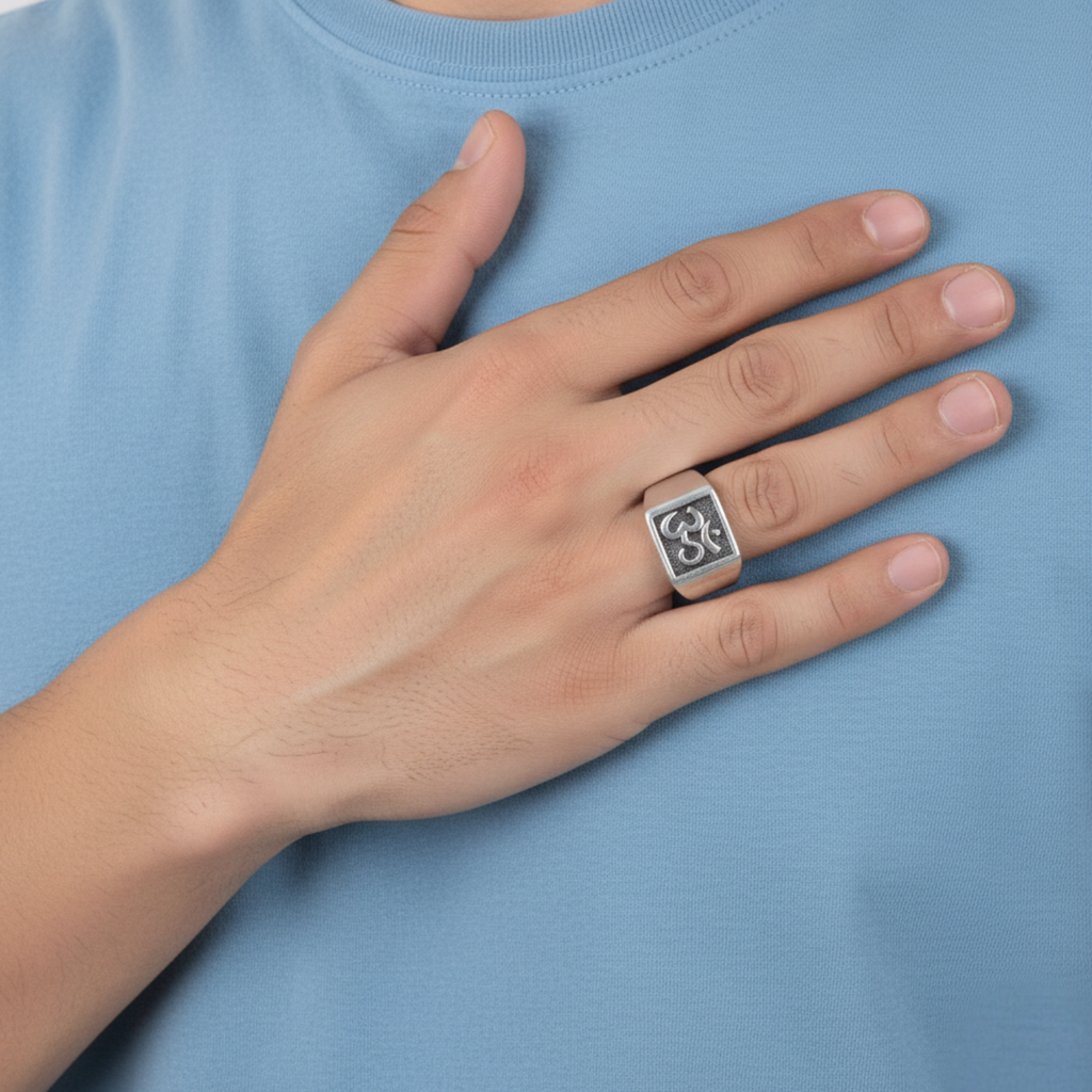 Silver Classic Om Ring For Him