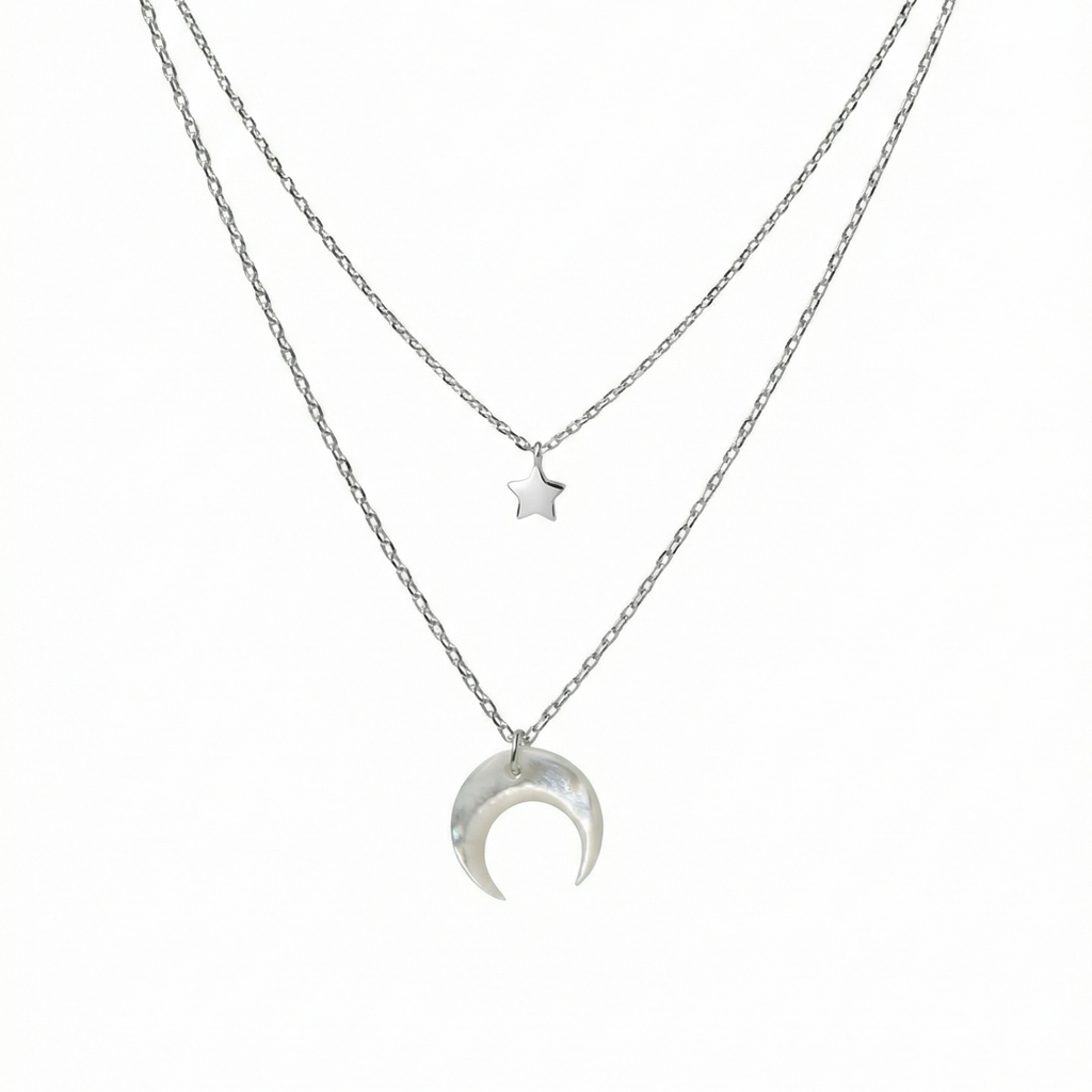Crescent Moon Silver Necklace