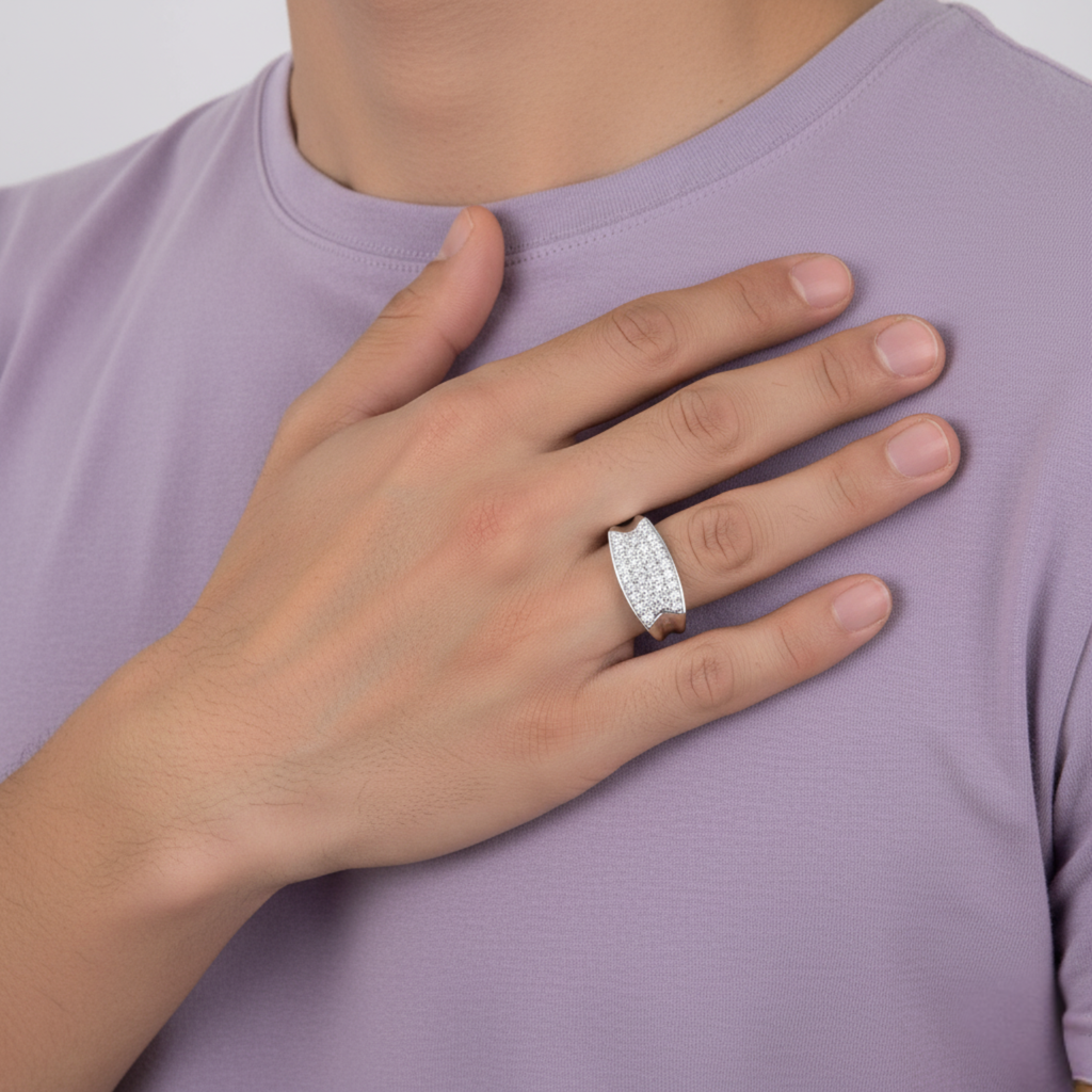 Silver Eternal Studded Ring For Him