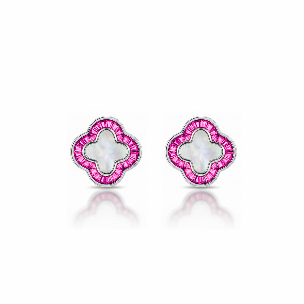 Pink Clover Stud Earrings
