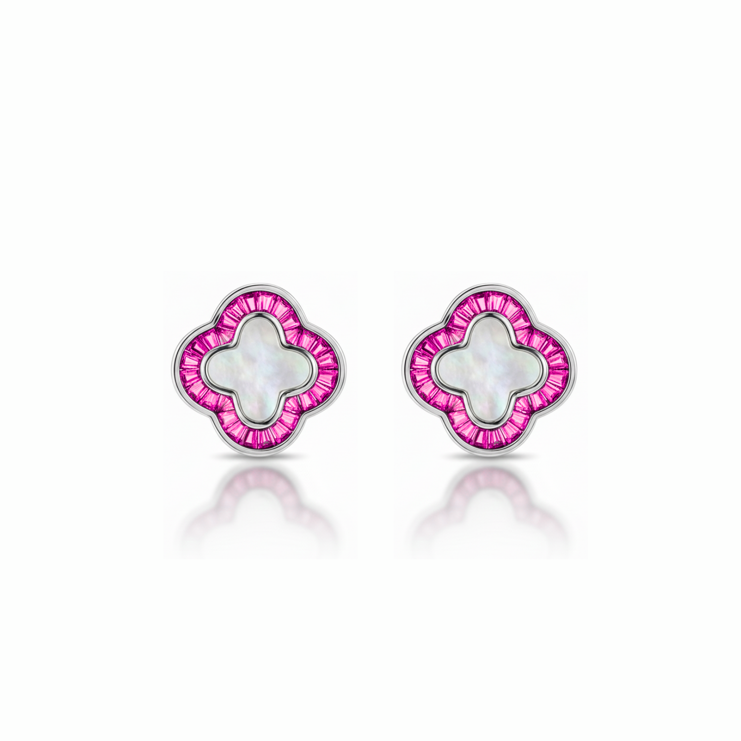 Pink Clover Stud Earrings