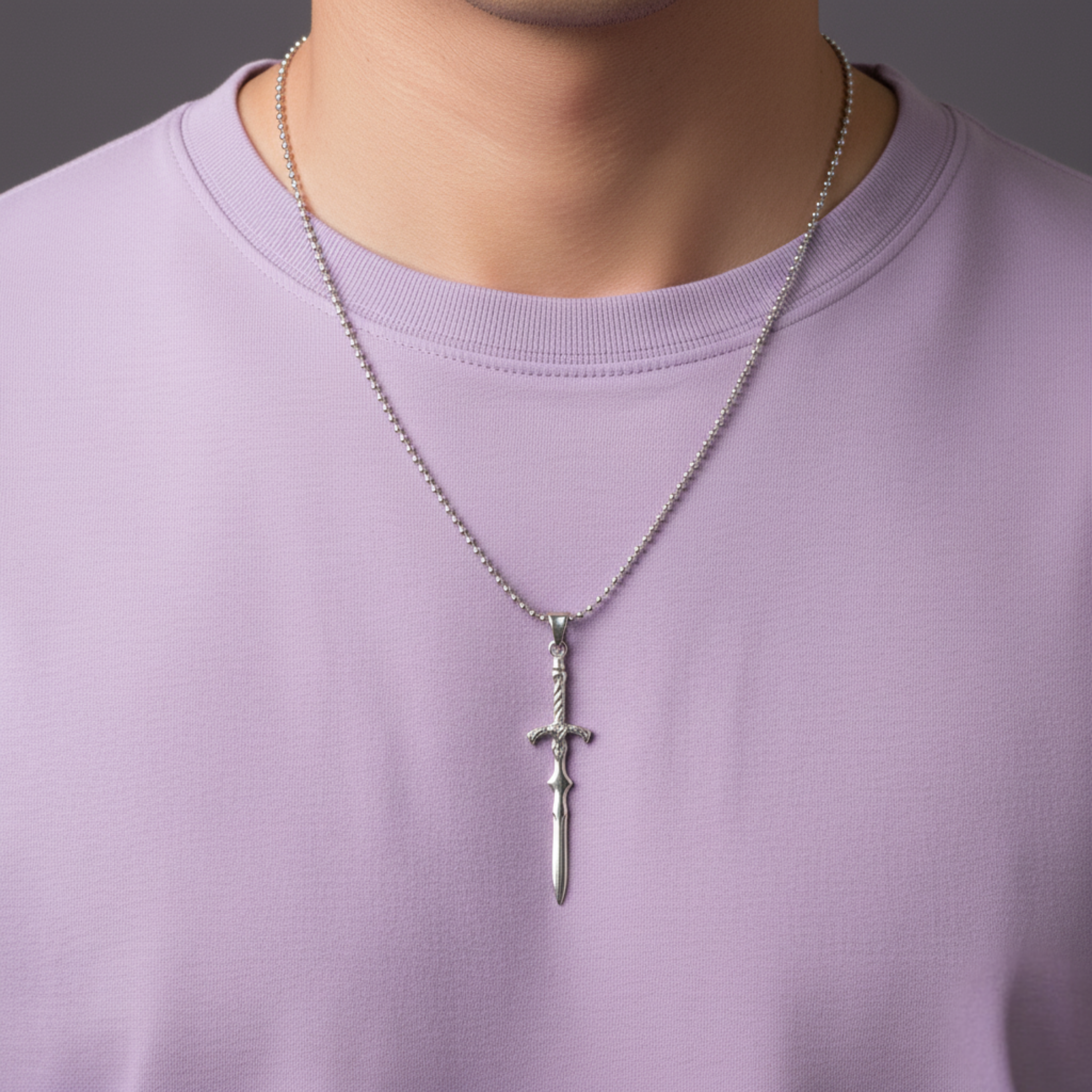 Silver Knight Sword Pendant For Him