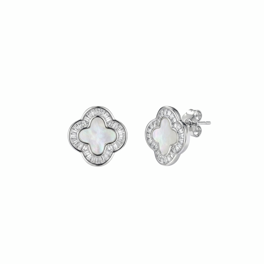 Silver Clover Stud Earrings