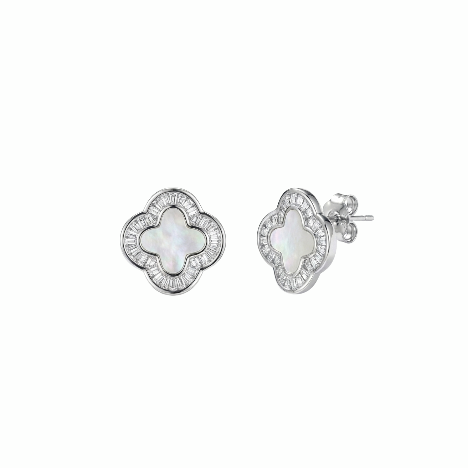 Silver Clover Stud Earrings