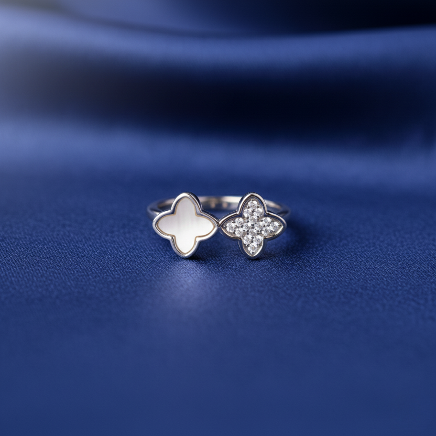 Double Clover Silver Ring