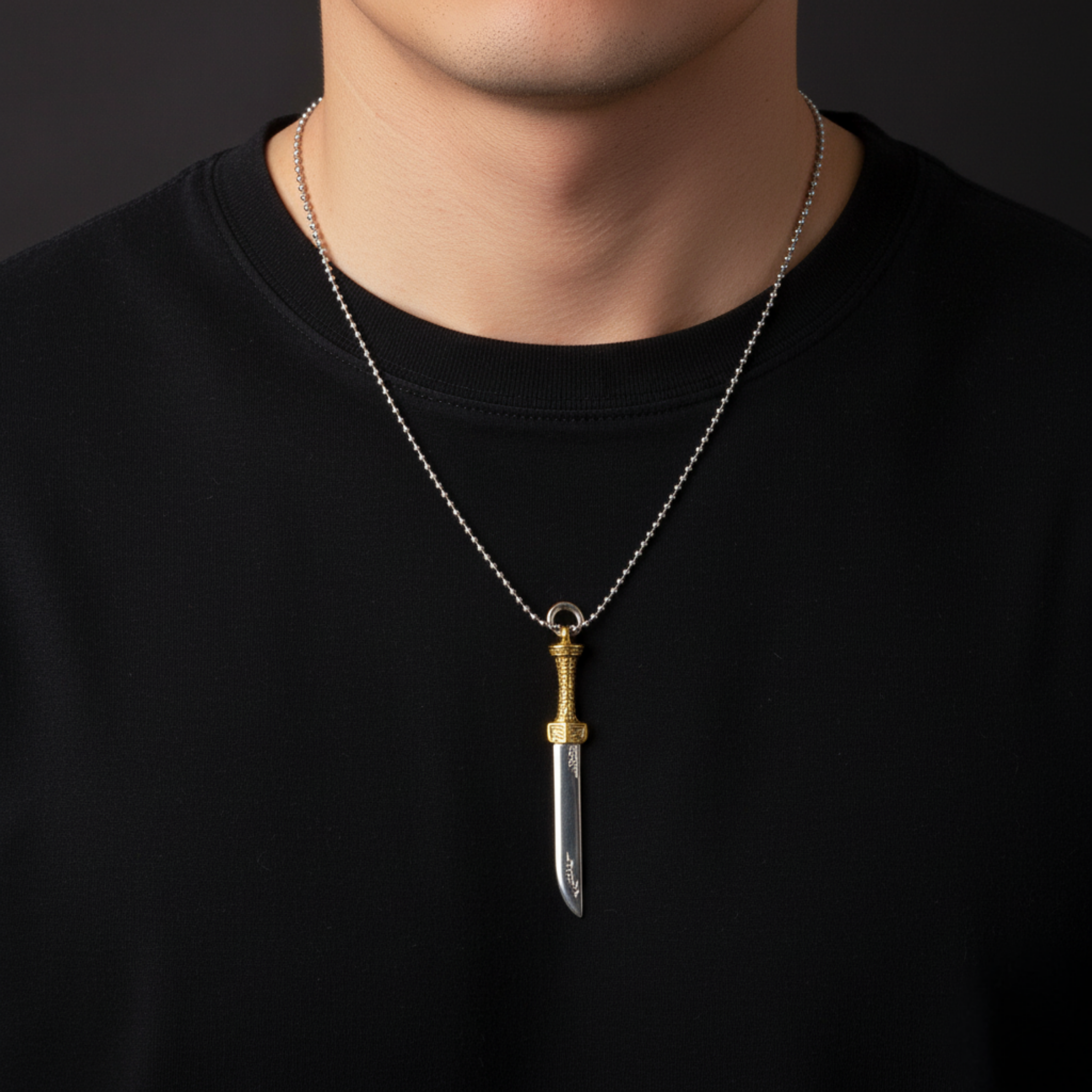 Silver Combat Sword Pendant For Him