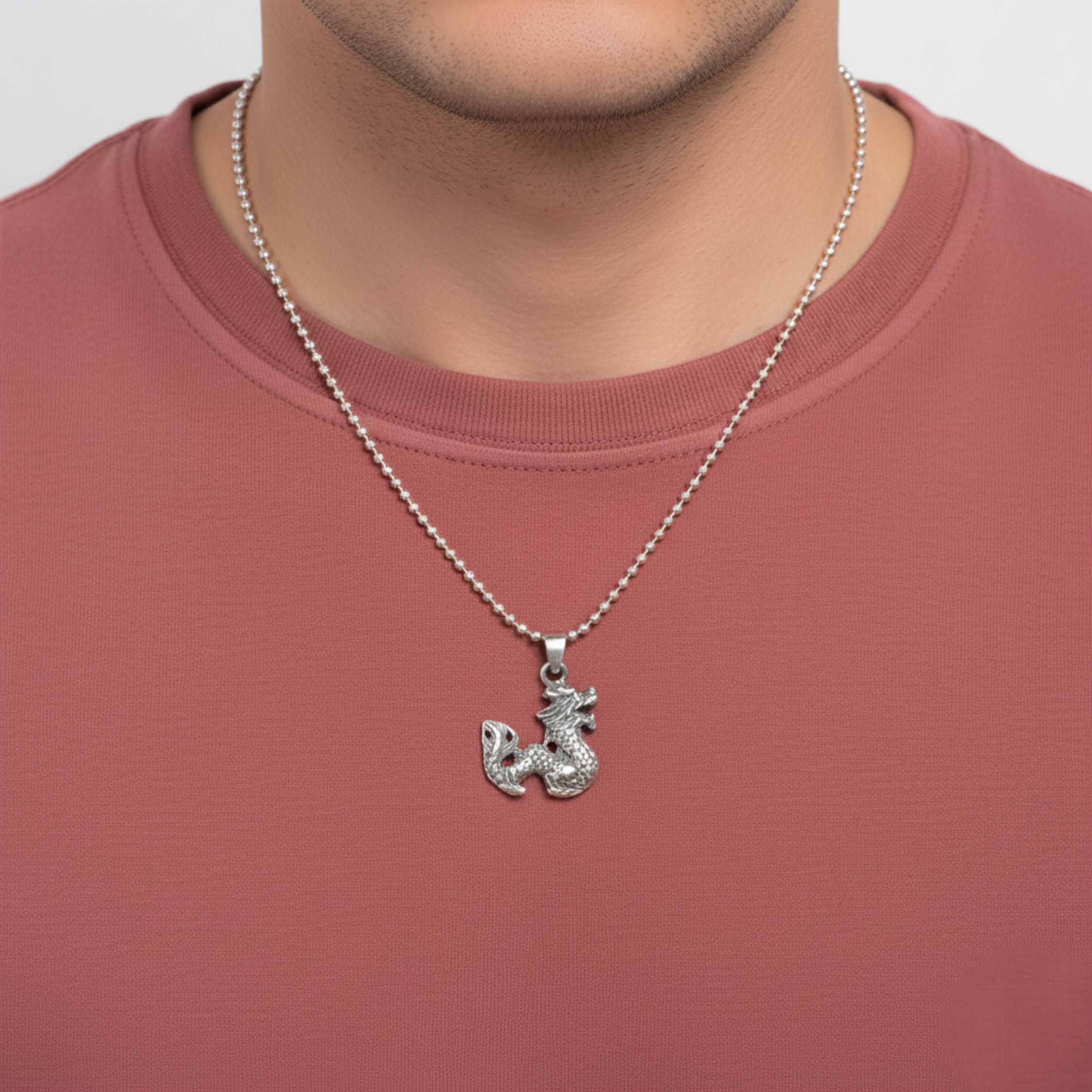 Silver Chinese Dragon Pendant