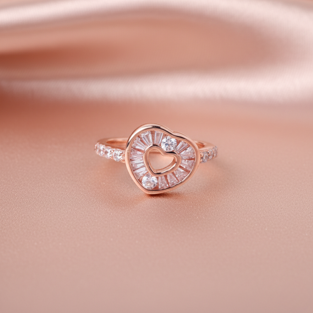 Rose Gold Open Heart Ring