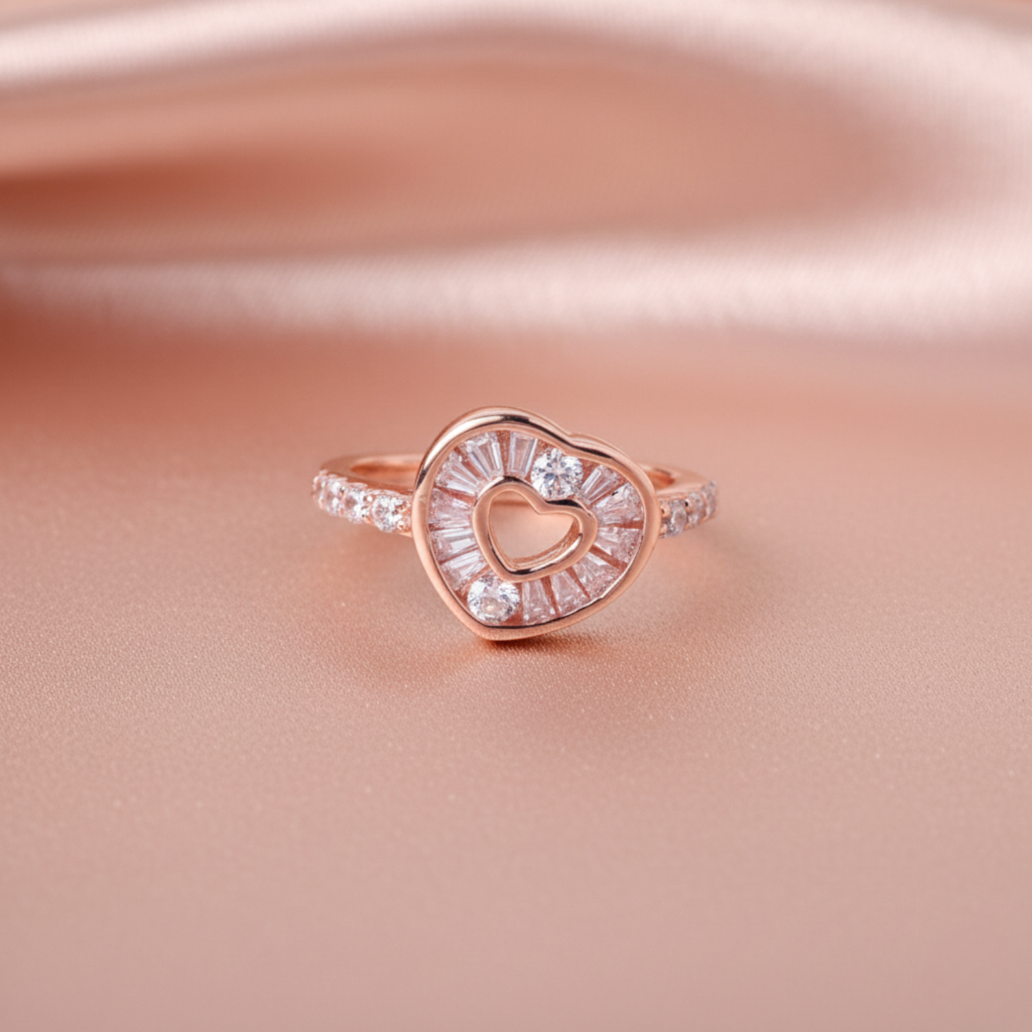 Rose Gold Open Heart Ring
