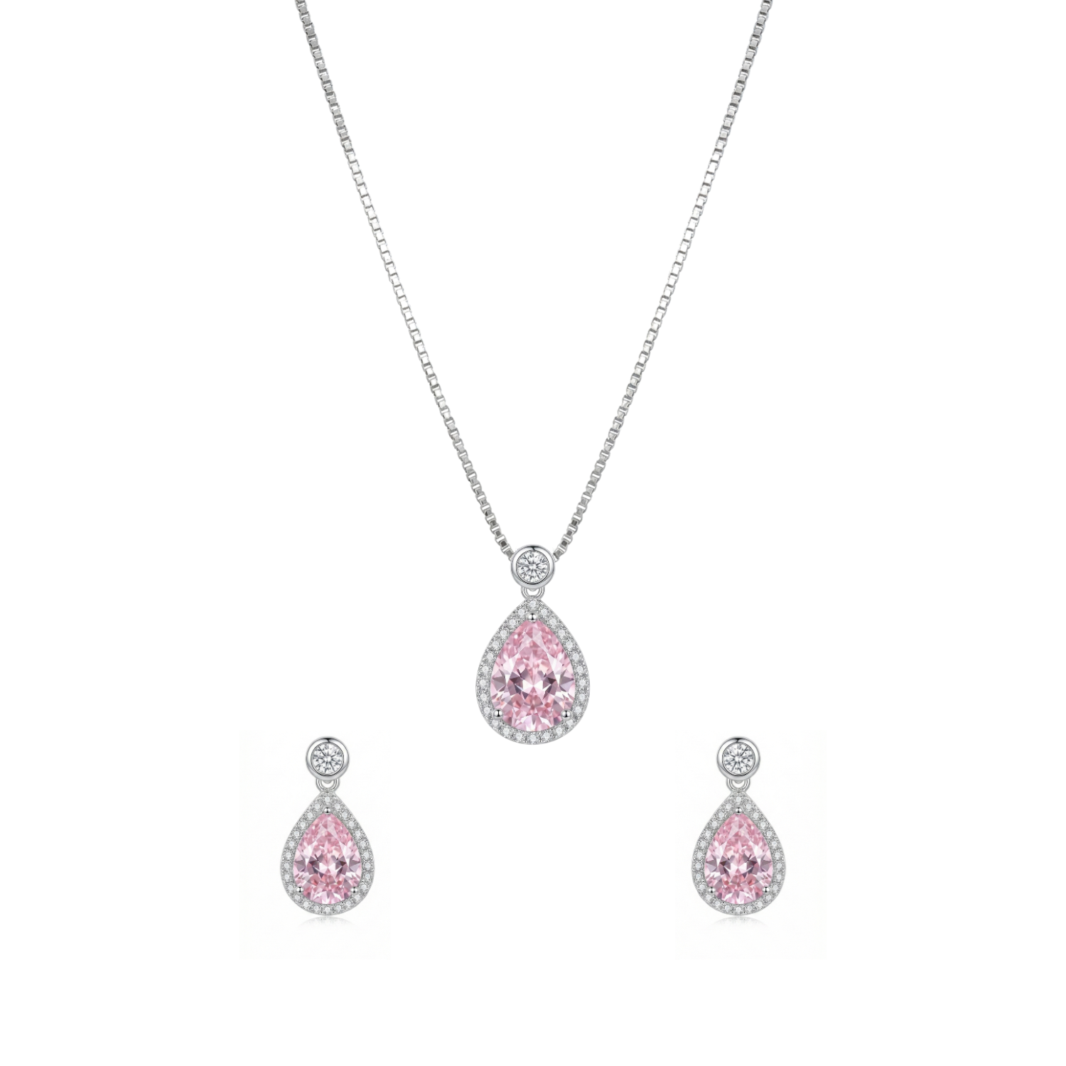 Pink Teardrop Pendant Set