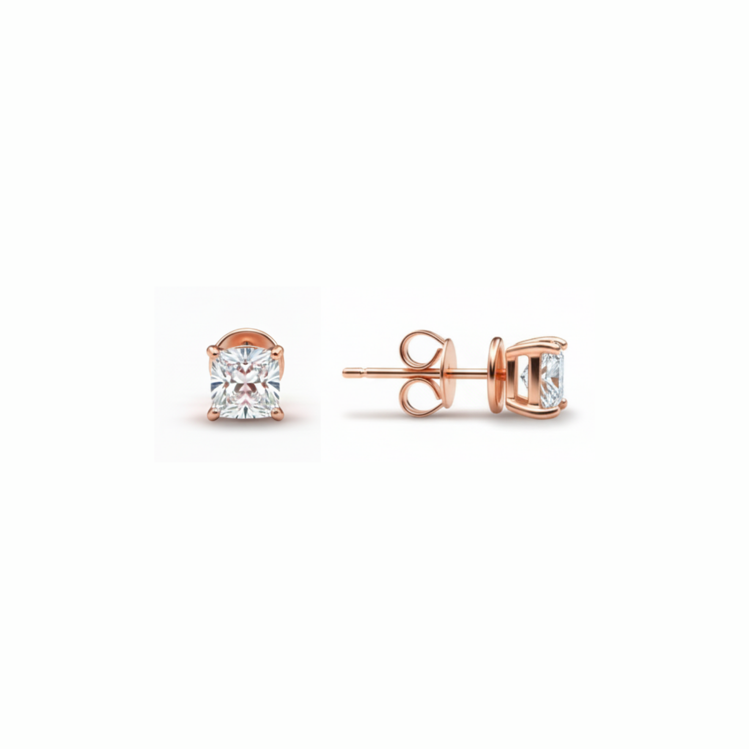 Rose Gold Princess Stud Earrings