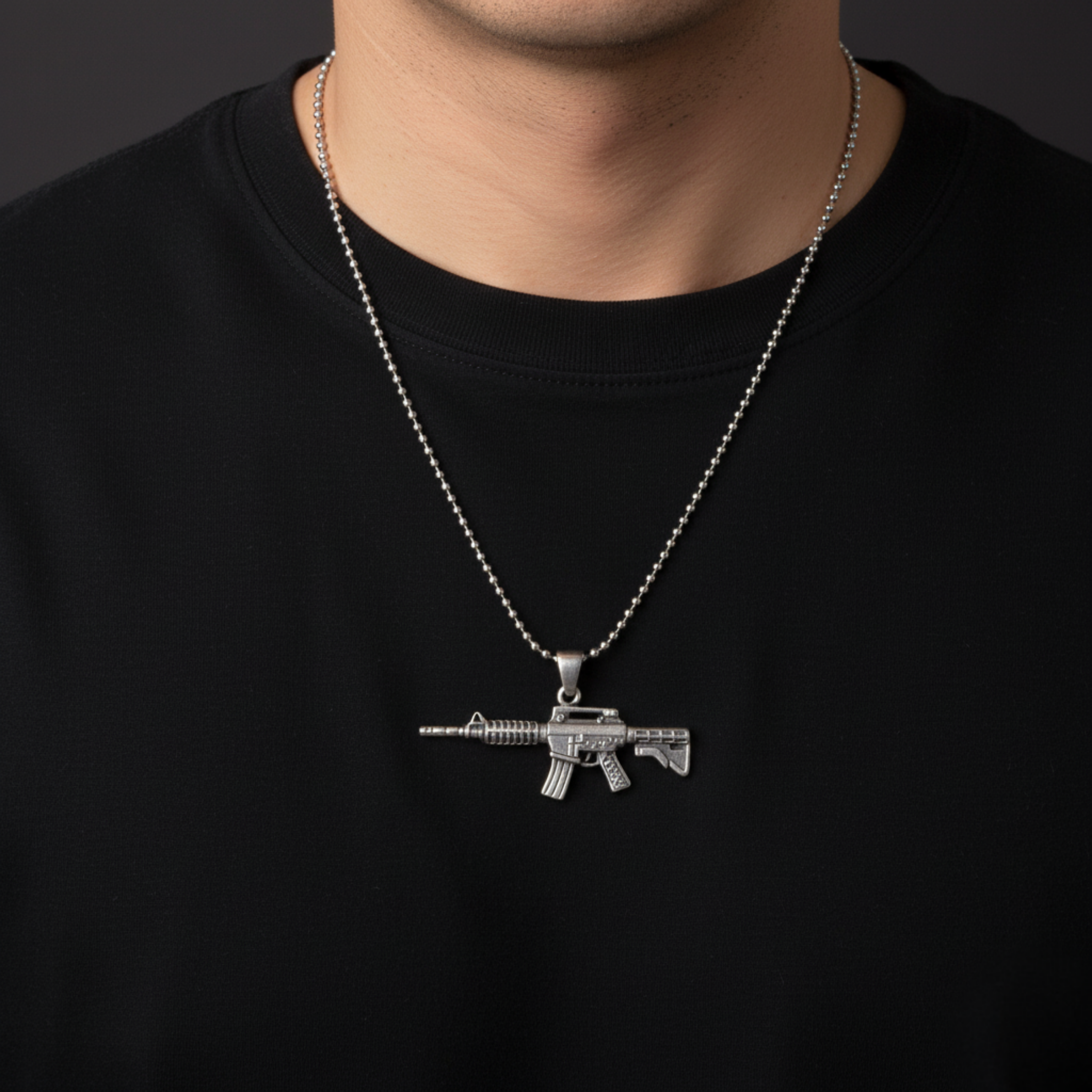 Silver Rifle Pendant For Him