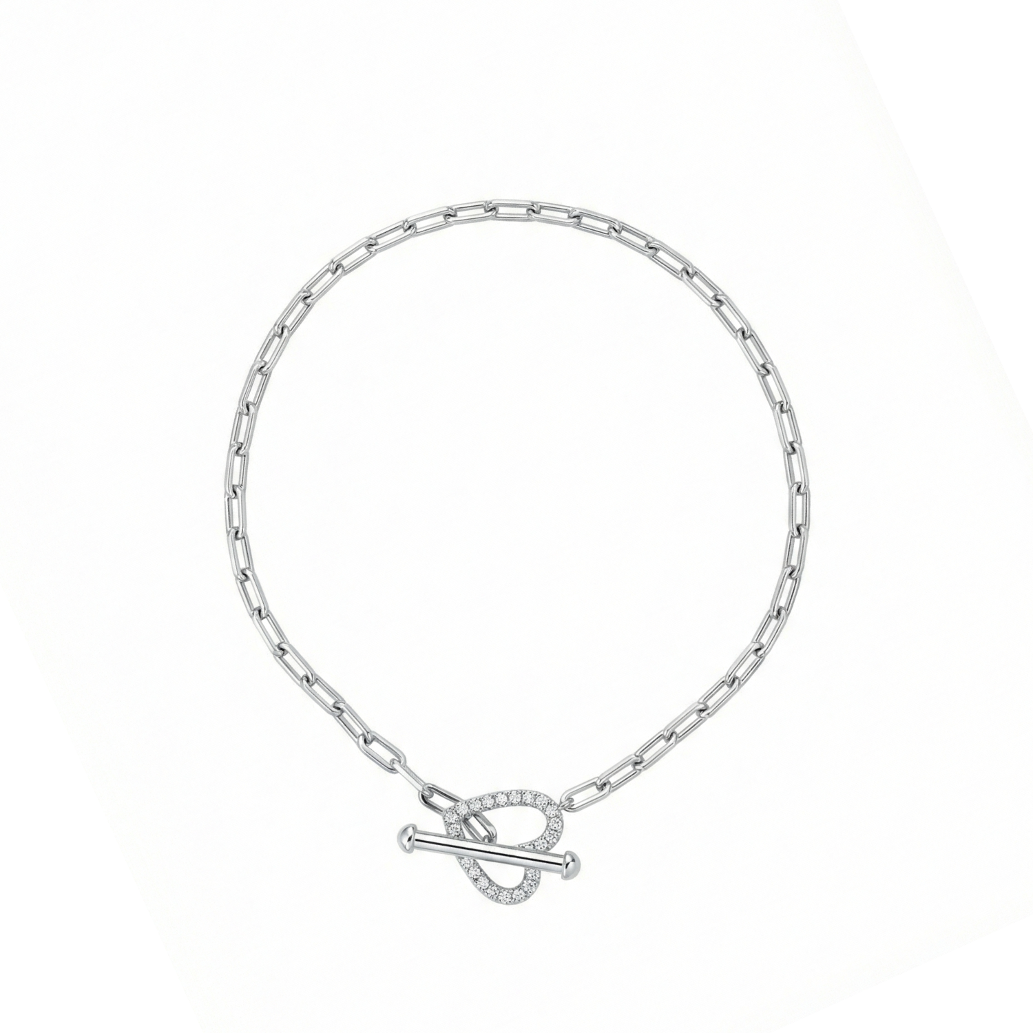 Silver Heart Link Chain Bracelet