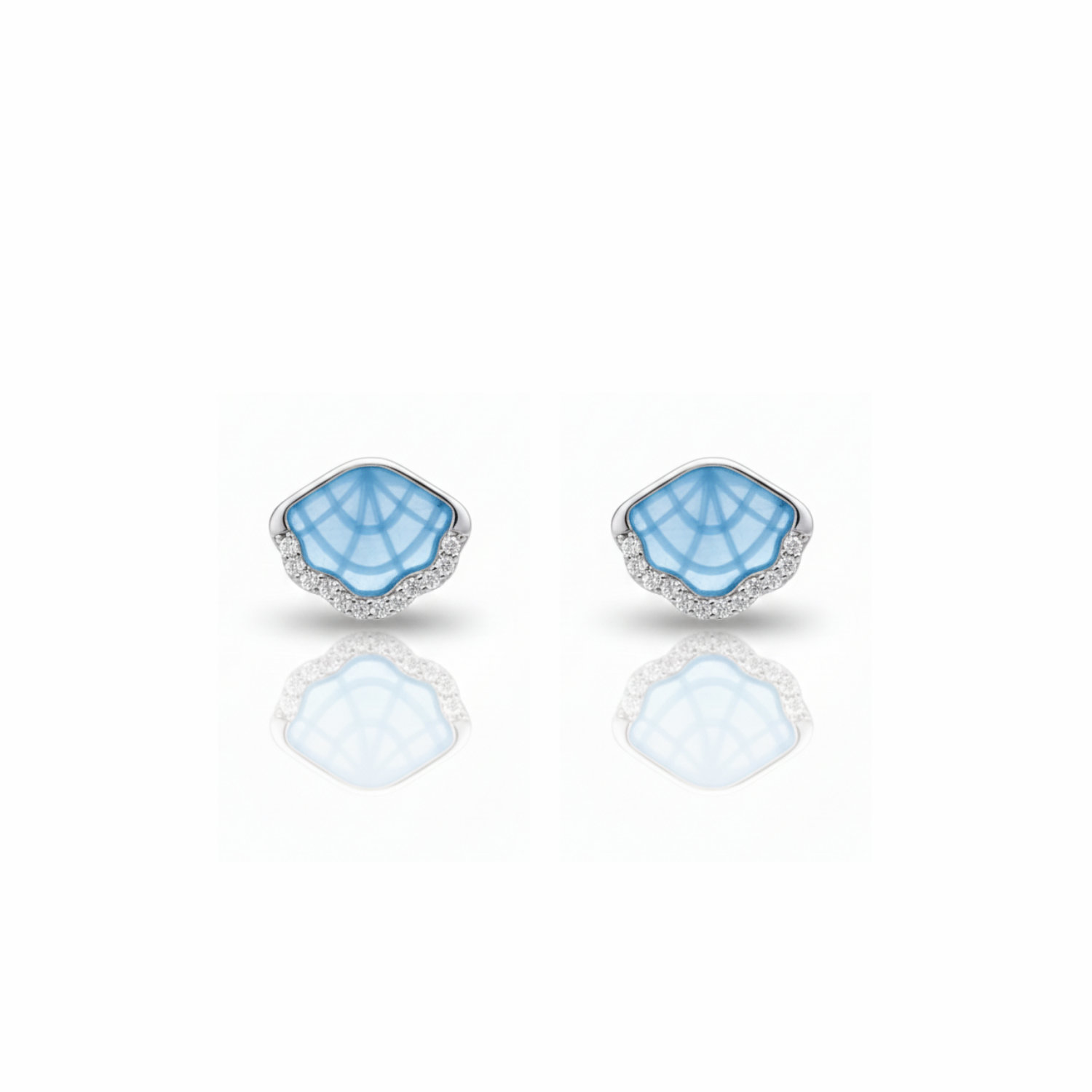 Coastal Blue Shell Stud Earrings