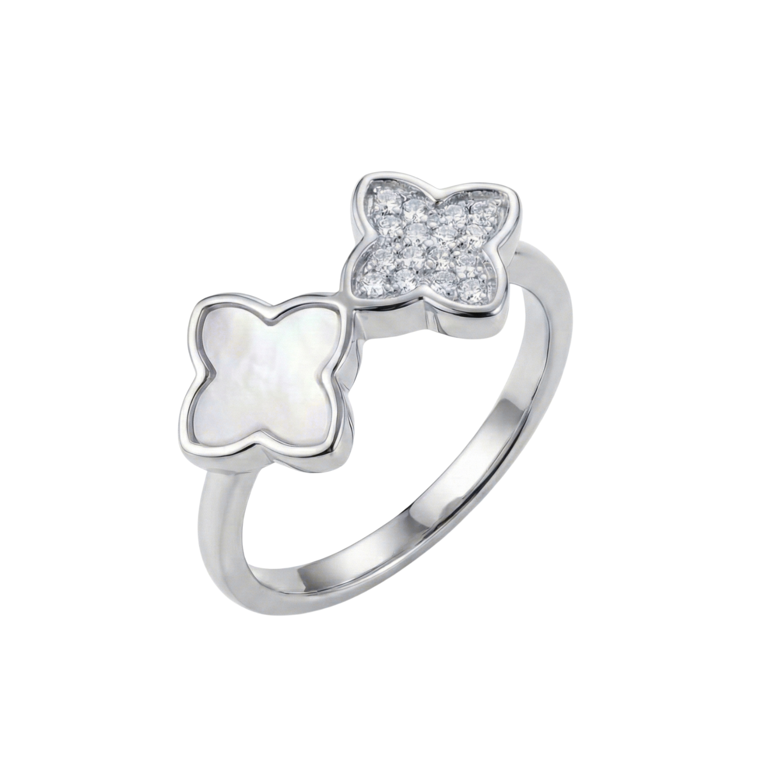 Double Clover Silver Ring