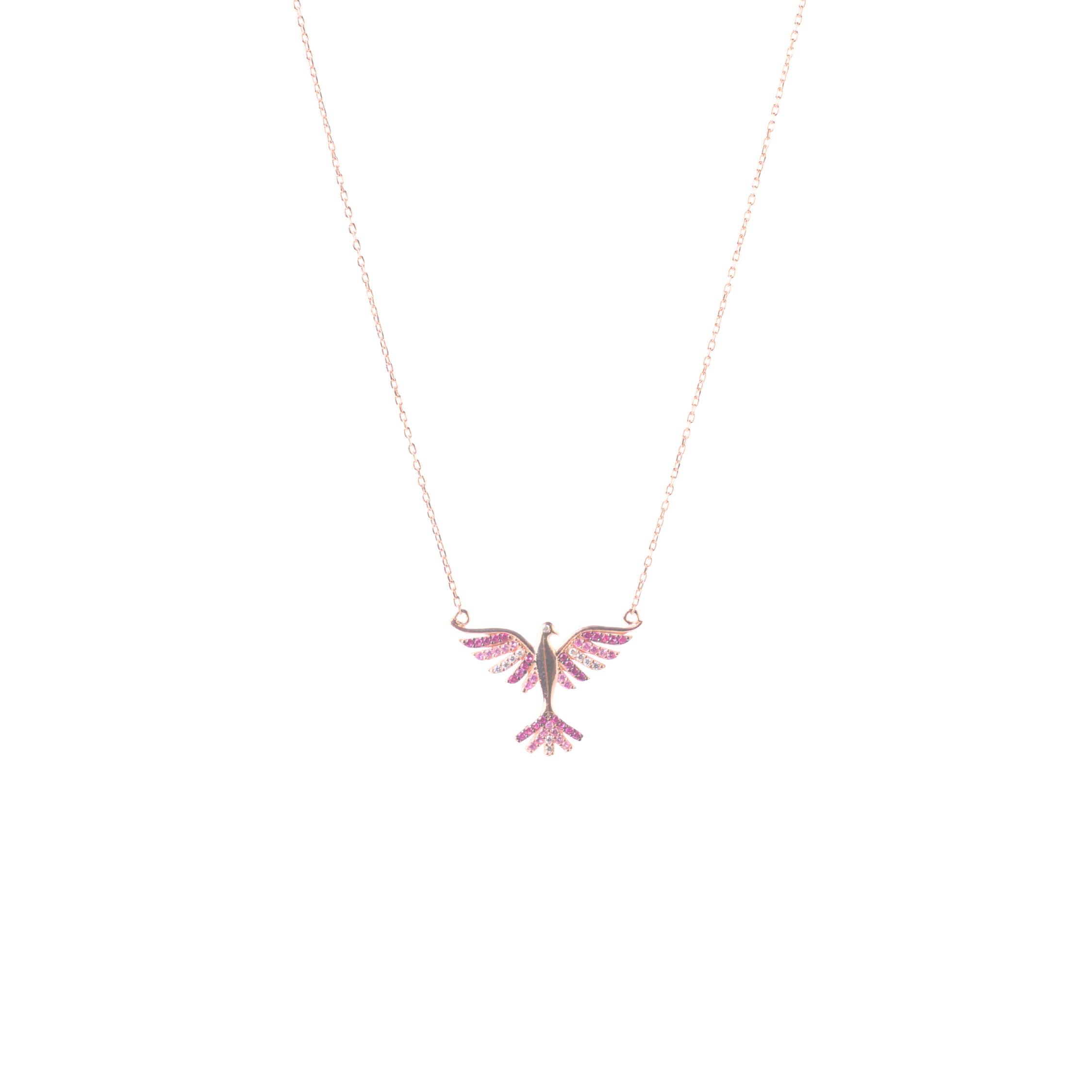 Rose Gold Phoenix Bird Necklace