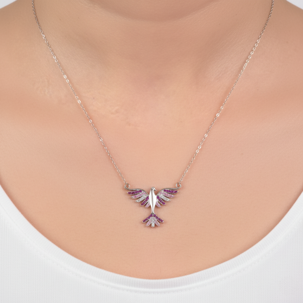 Rose Gold Phoenix Bird Necklace