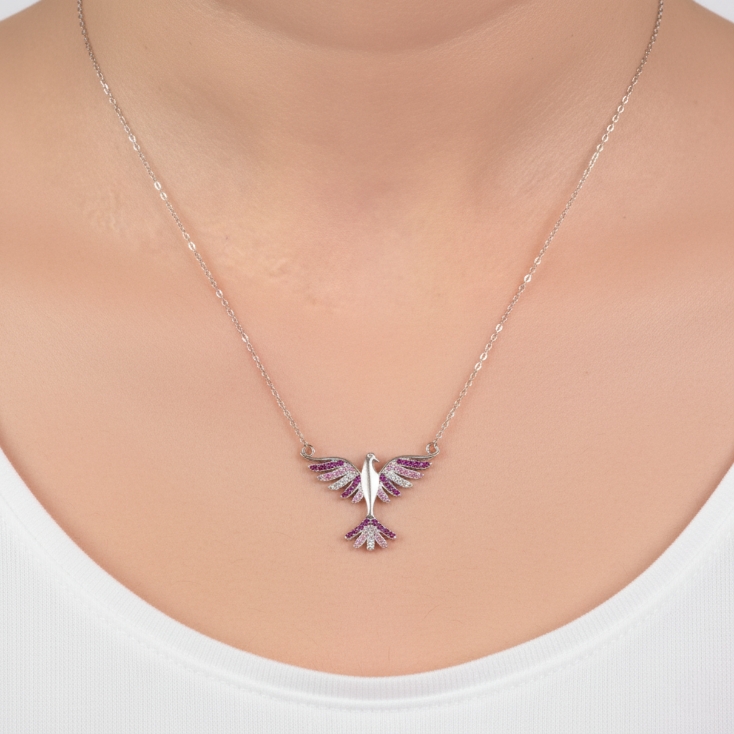 Rose Gold Phoenix Bird Necklace