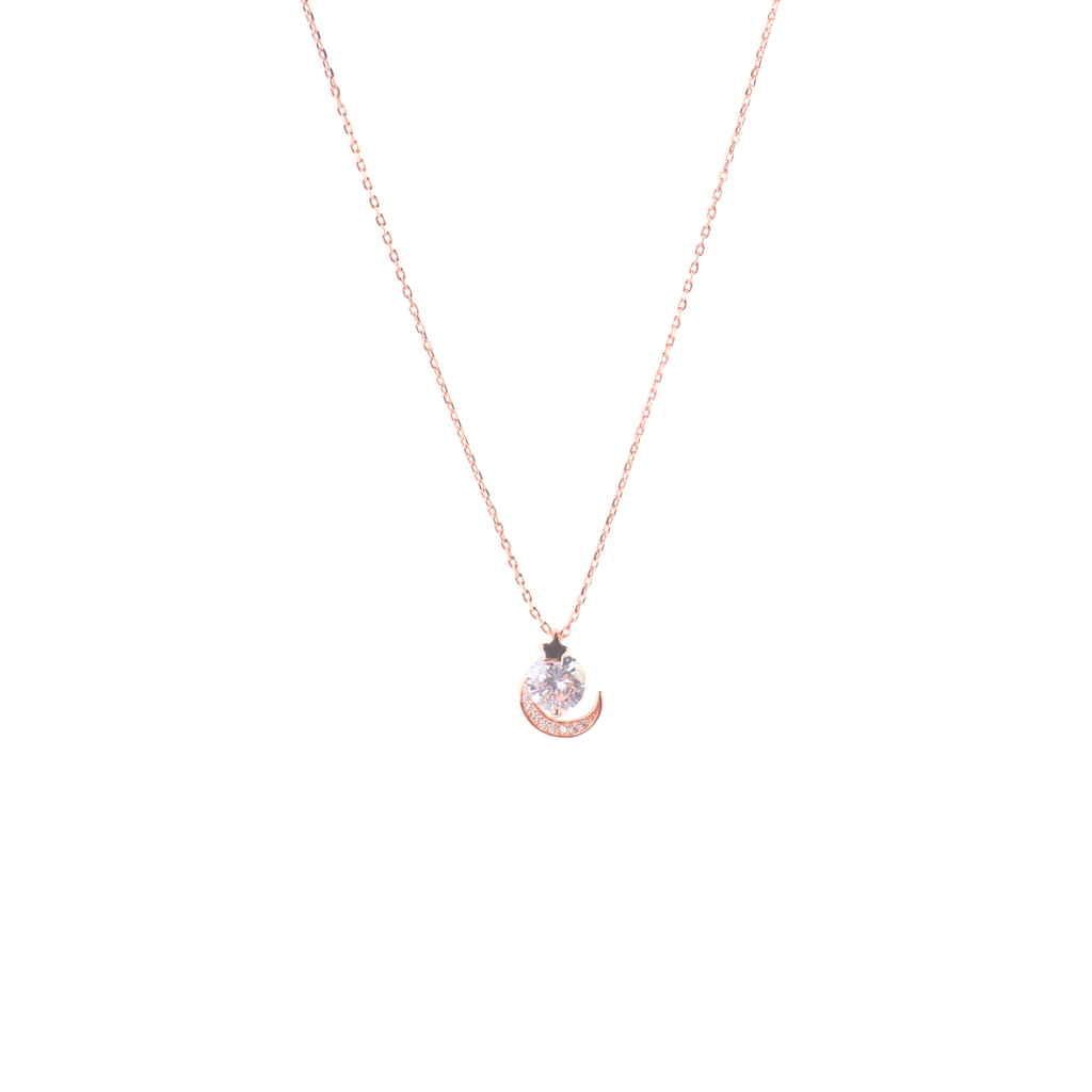 Celestial Moon Rose Gold Pendant With Chain