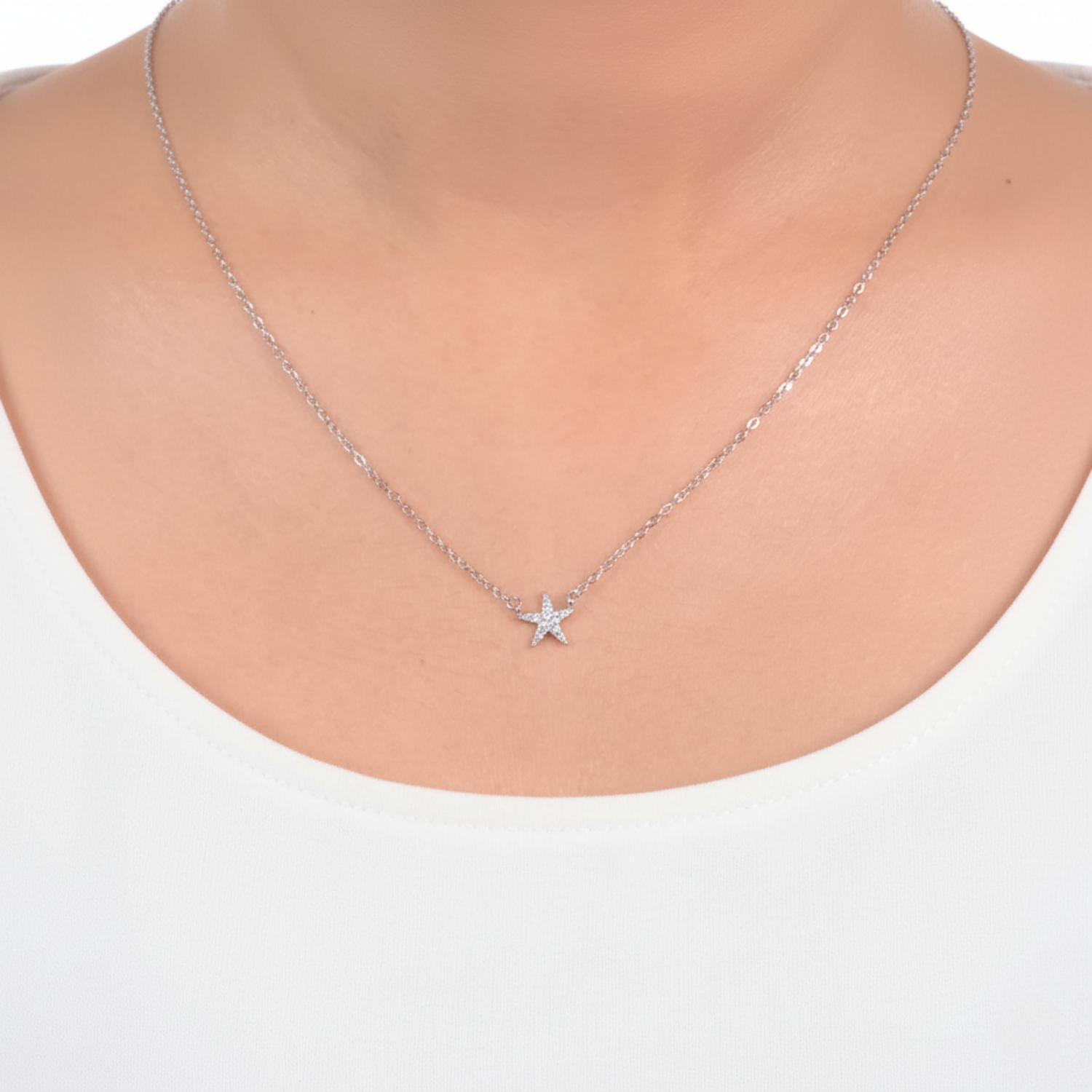 Silver Starfish Necklace.