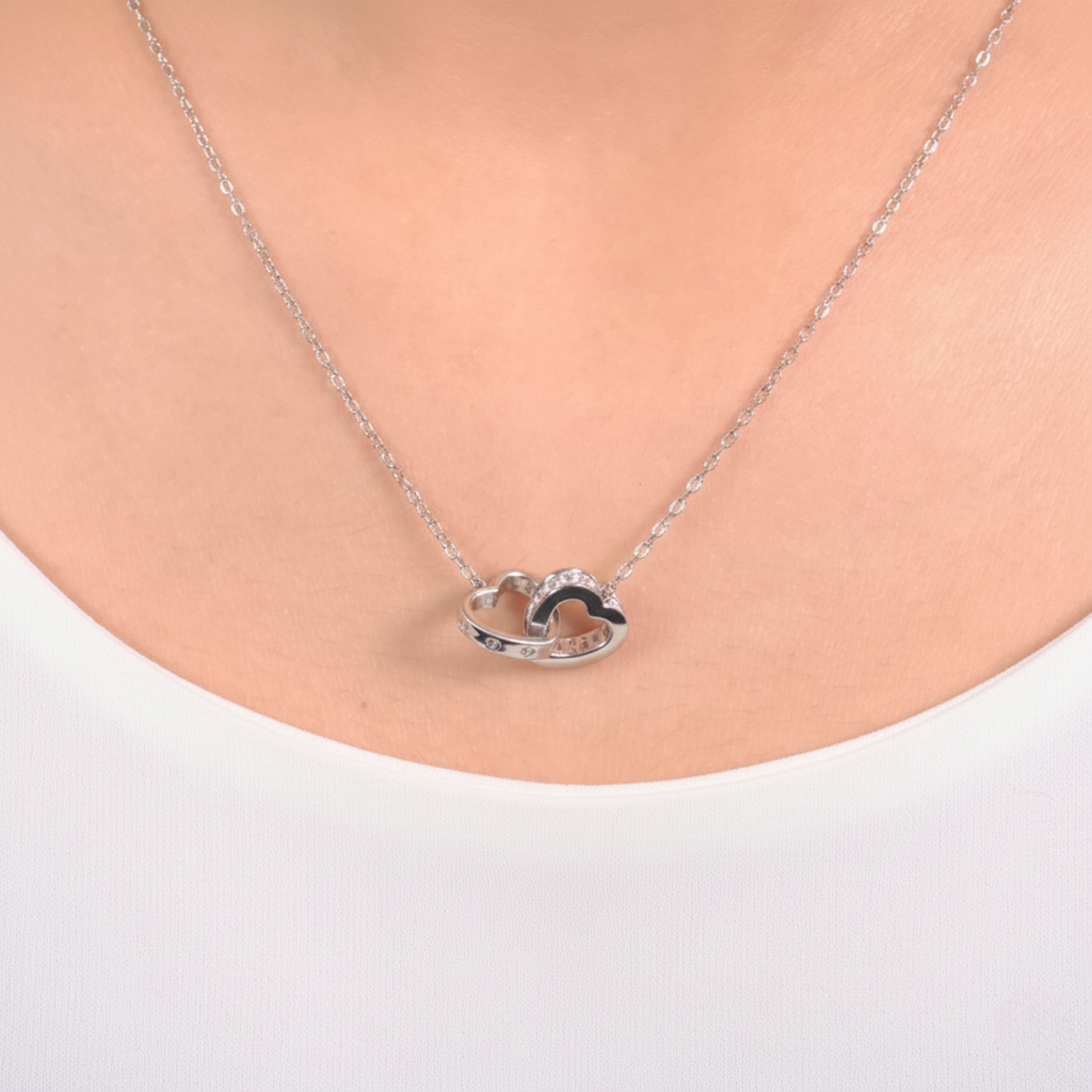 Heart-in-Heart Silver Necklace