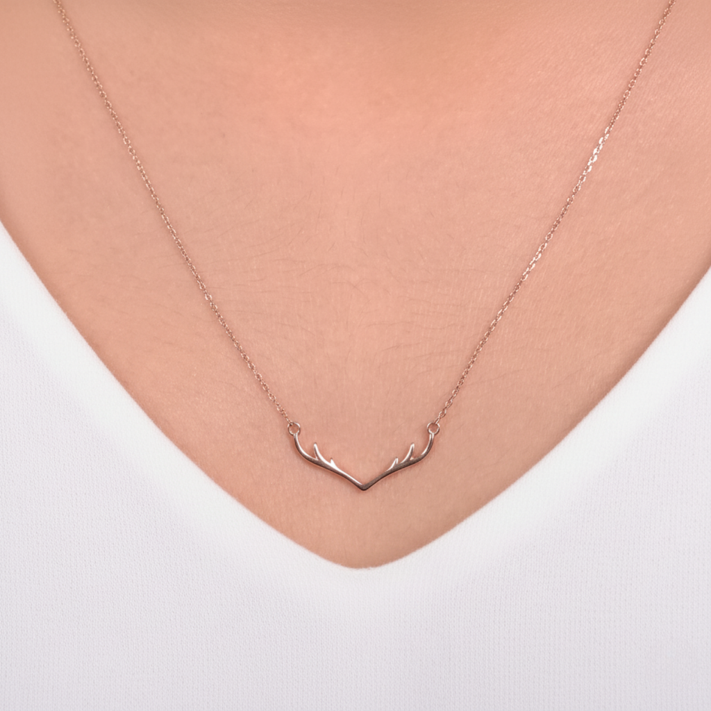 Rose Gold Antler Necklace