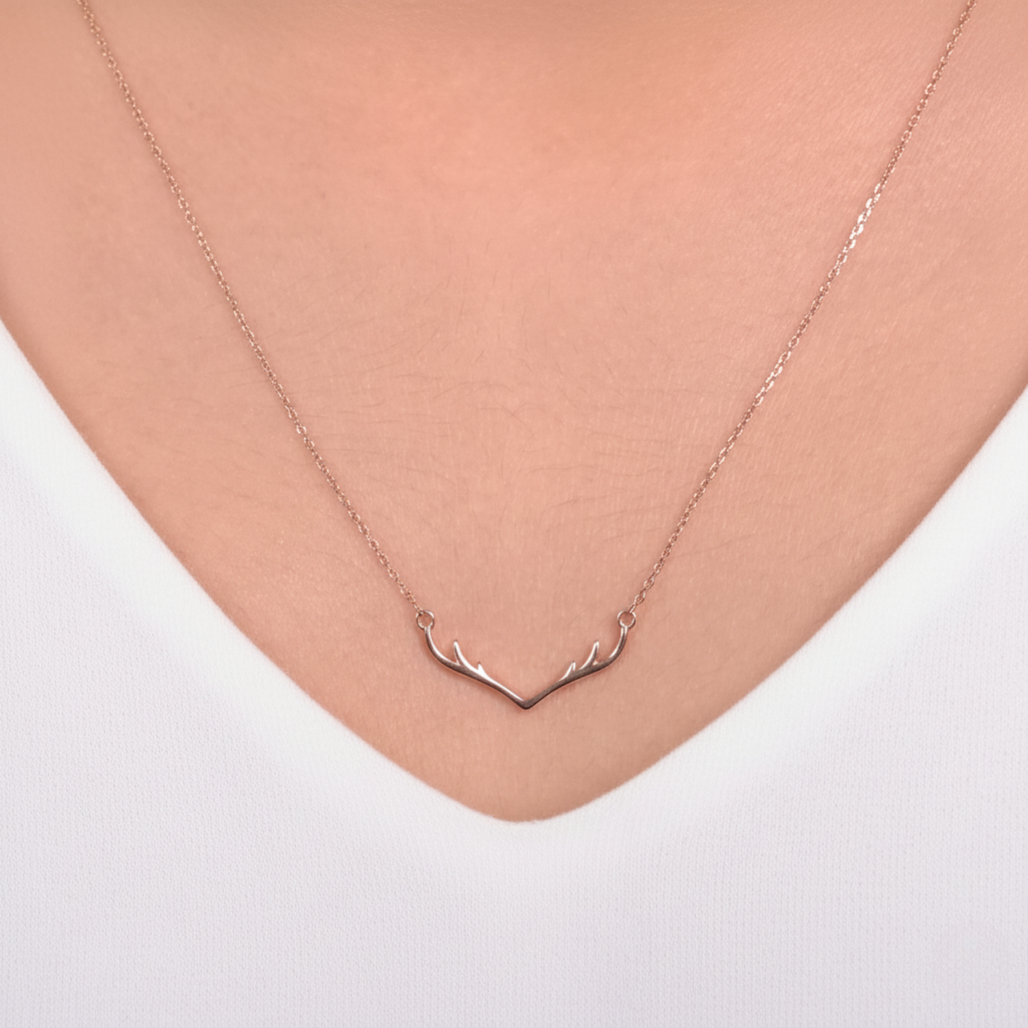 Rose Gold Antler Necklace