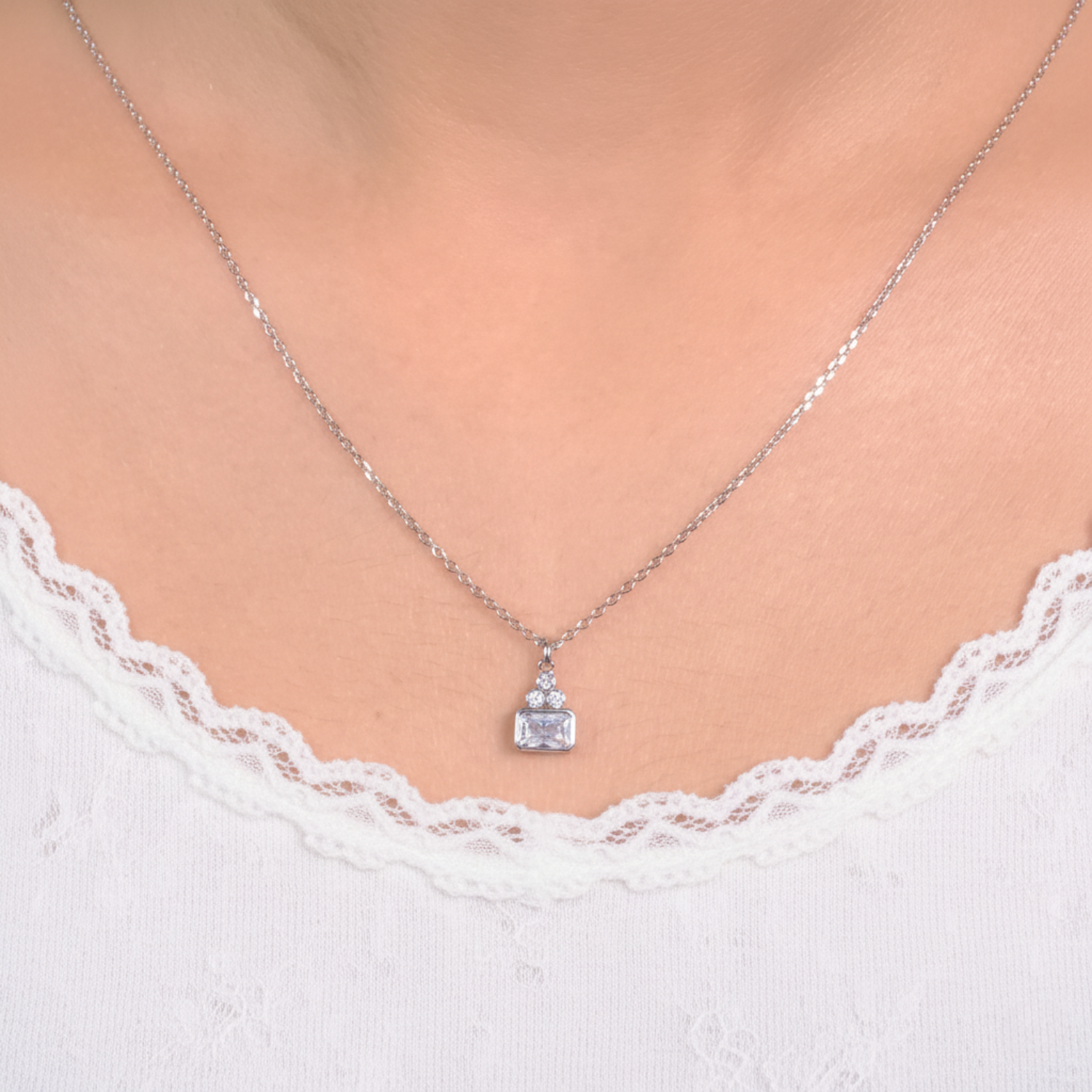 Silver Vega Diamond Pendant.