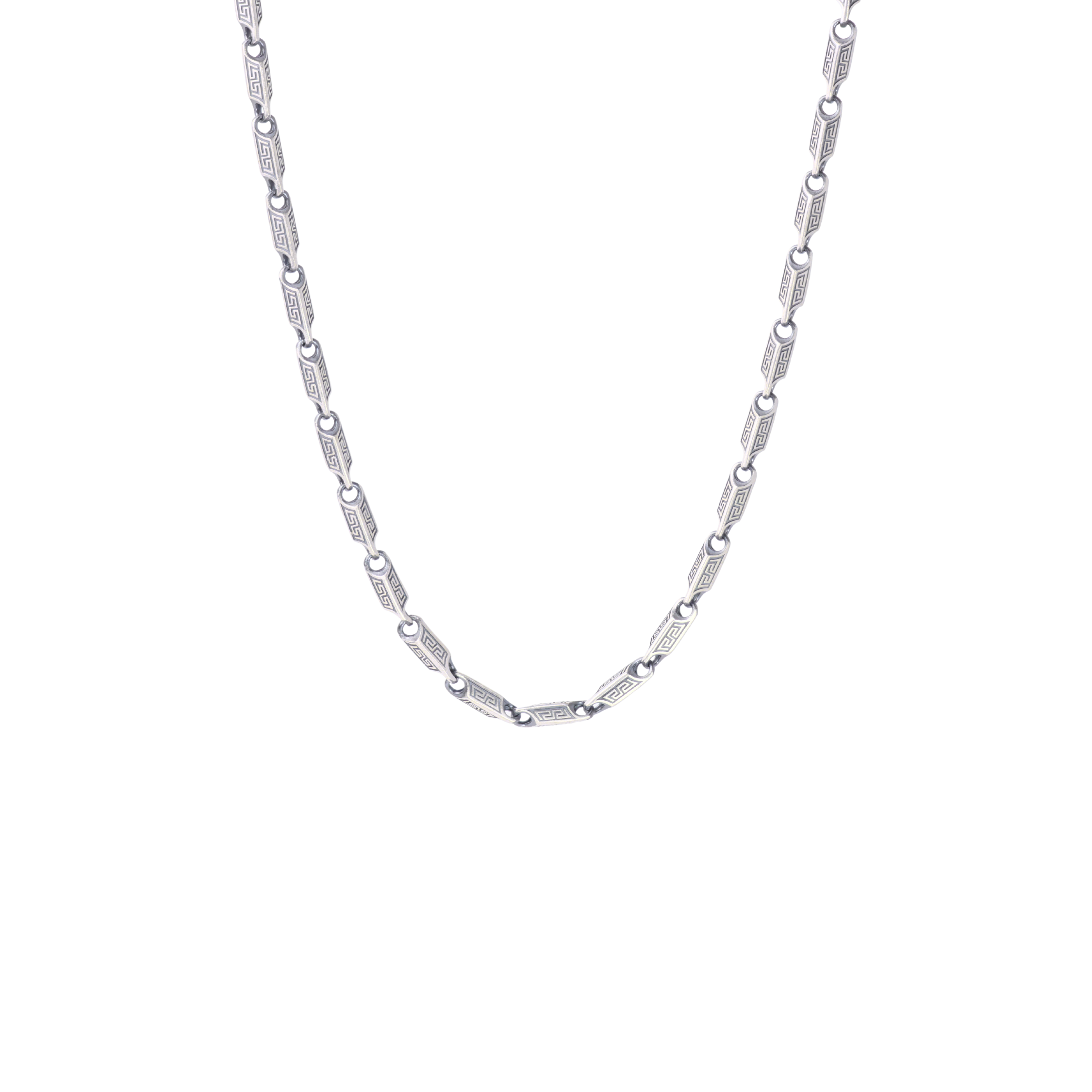 Greek Key Silver Chain For Him