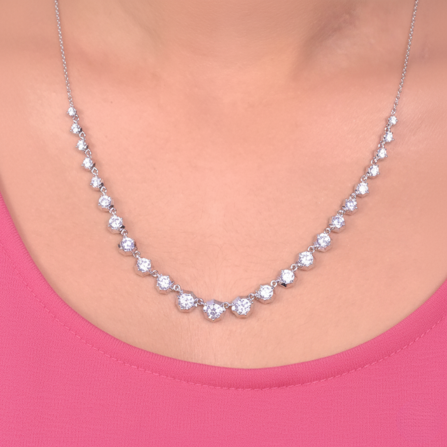 Silver Diamond Spark Necklace