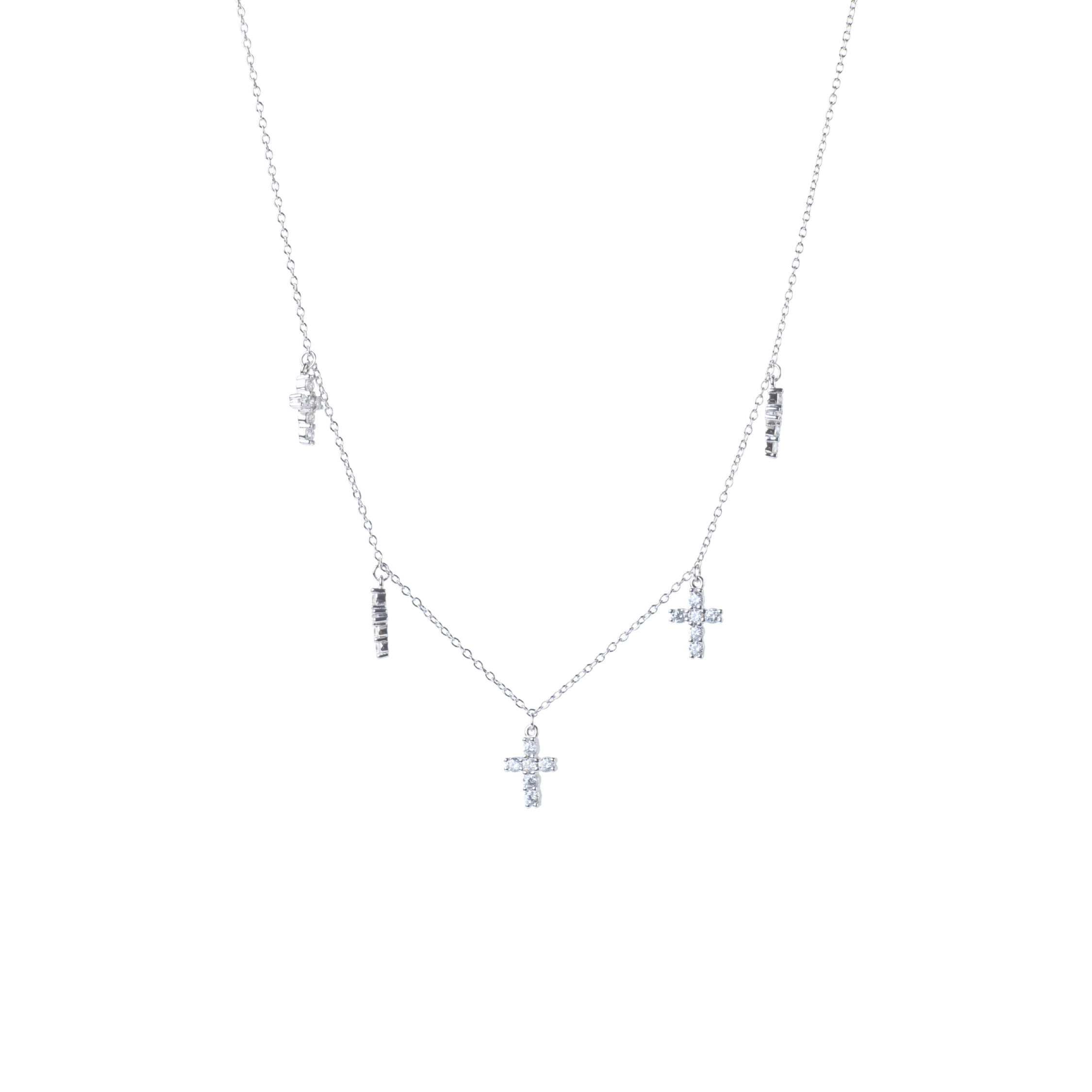 Silver Cross Charms Necklace